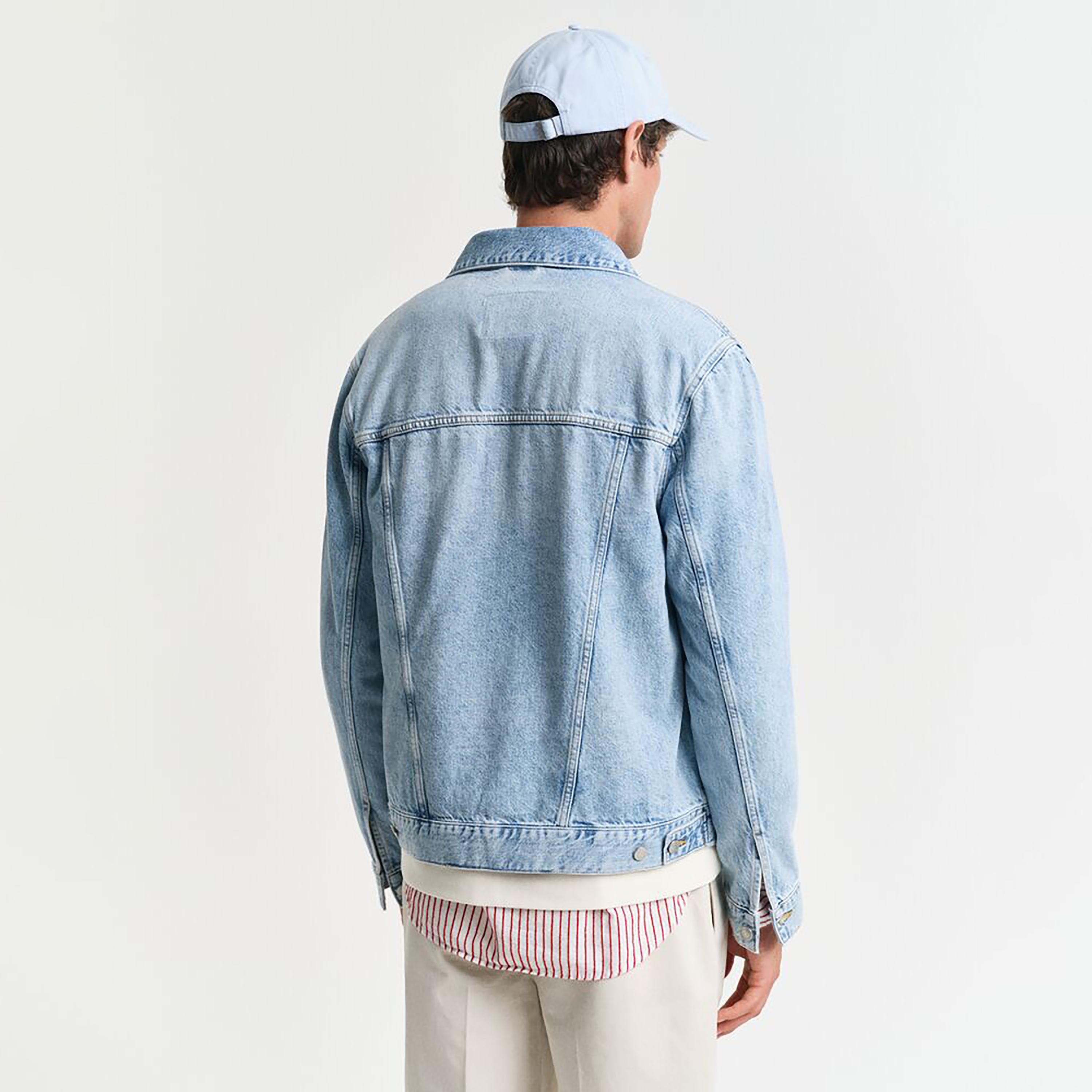 Gant Washed Collared Long Sleeves Men's Denim Jacket-men-clothing-jacketsandblazers-jackets-image-4