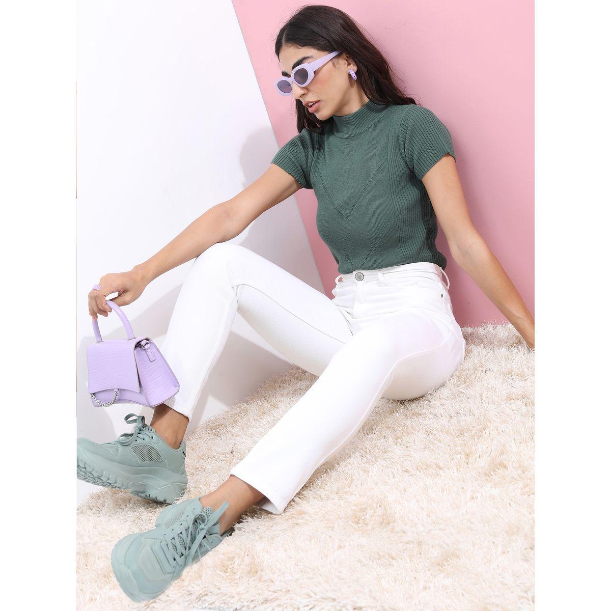 Tokyo Talkies X Styli High Neck Short Sleeve Knit Sweater-women-winterwear-cardigansandjumpers-jumpers-image-2