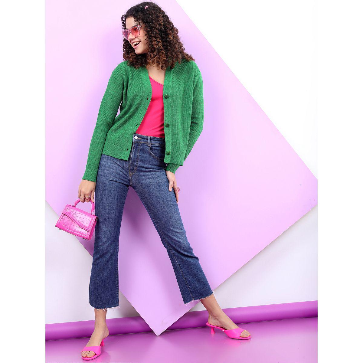 Tokyo Talkies X Styli V Neck Button Through Knit Cardigan-women-winterwear-cardigansandjumpers-cardigans-image-2