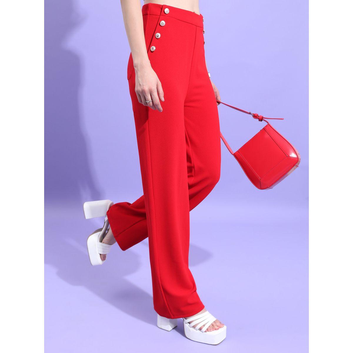 Tokyo Talkies X Styli High Rise Button Detail Flared Trouser-women-clothing-bottoms-trousers-image-1