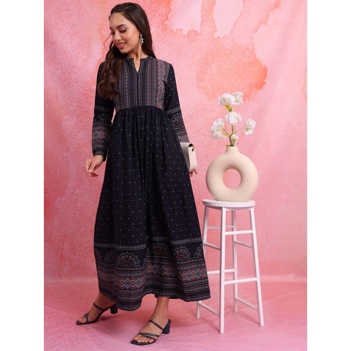Notch Neck Printed Fit & Flare Maxi Dress-women-clothing-dresses-image-1