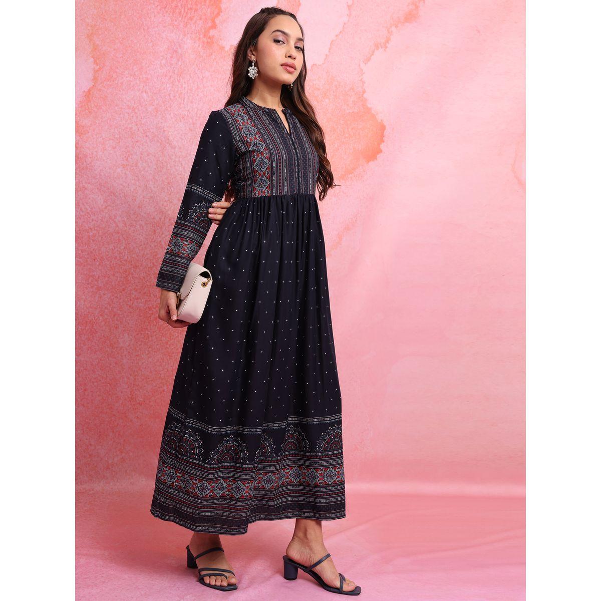 Notch Neck Printed Fit & Flare Maxi Dress-women-clothing-dresses-image-2