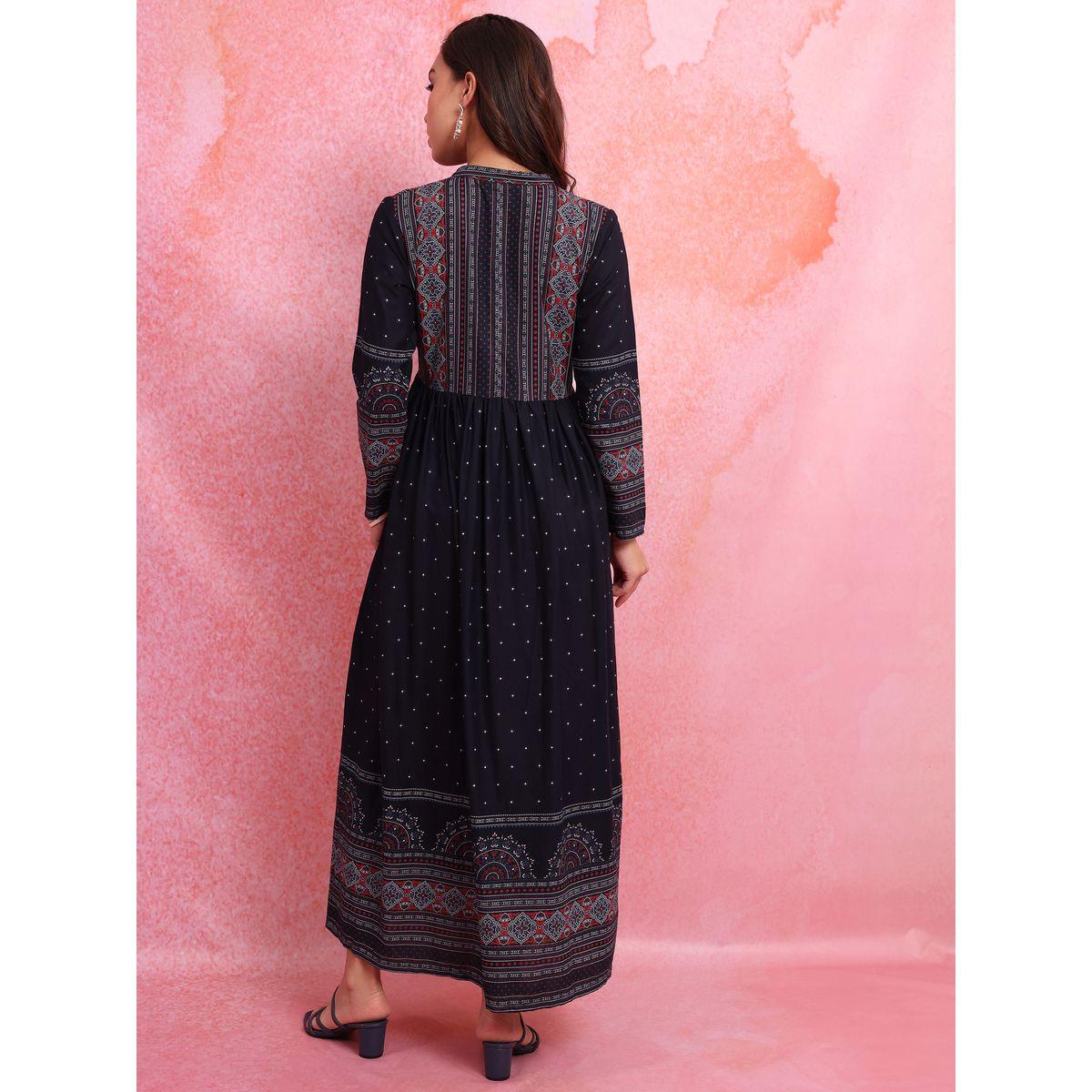 Notch Neck Printed Fit & Flare Maxi Dress-women-clothing-dresses-image-3