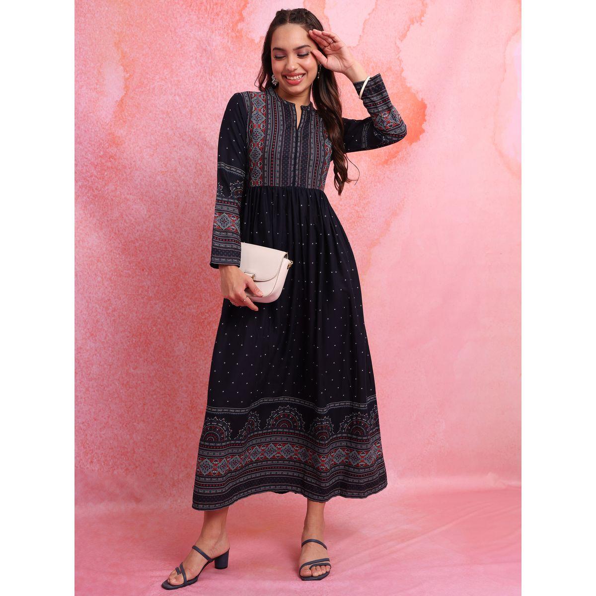 Notch Neck Printed Fit & Flare Maxi Dress-women-clothing-dresses-image-4