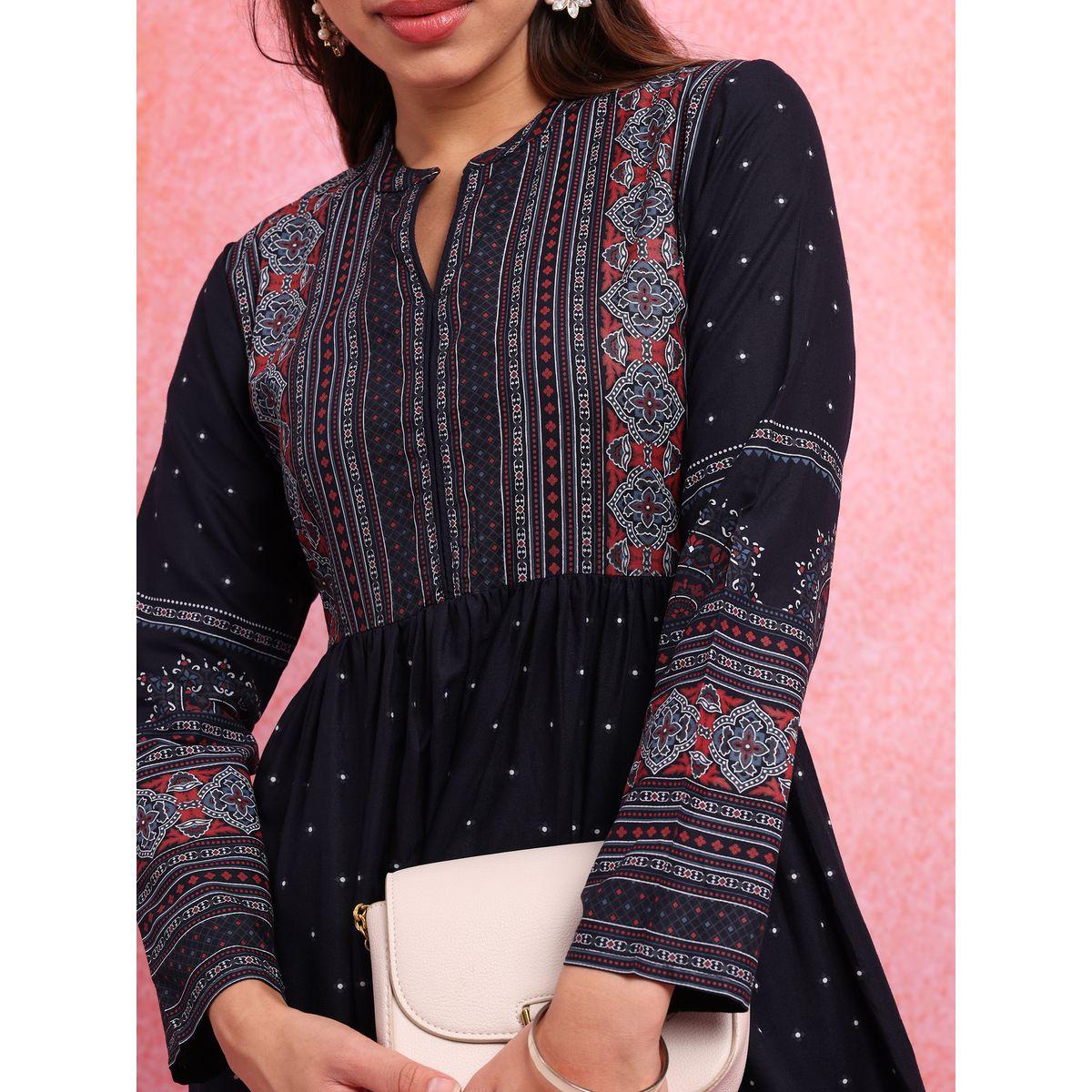 Notch Neck Printed Fit & Flare Maxi Dress-women-clothing-dresses-image-5