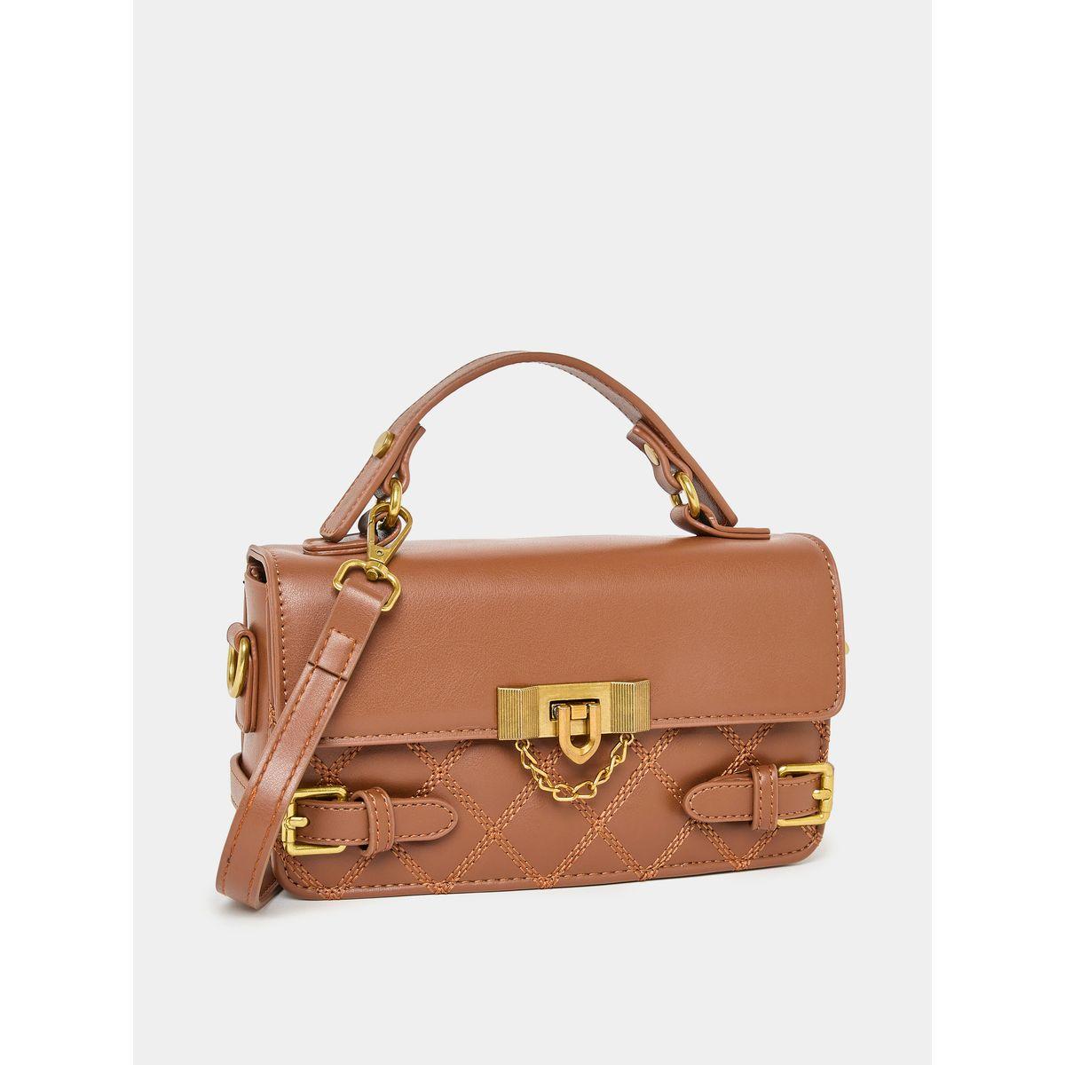 Styli Stitch Detail Buckle Belt Accent Handbag-women-bagsandwallets-handbags-image-1