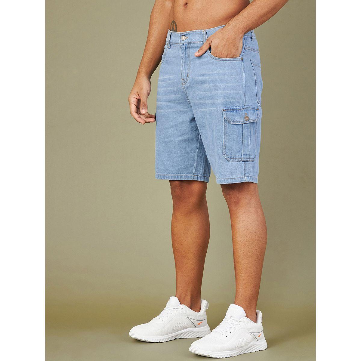 شورت دنيم بنمط كارجو ماسكلن ساسافراس × ستايلي-men-clothing-bottoms-shorts-image-1