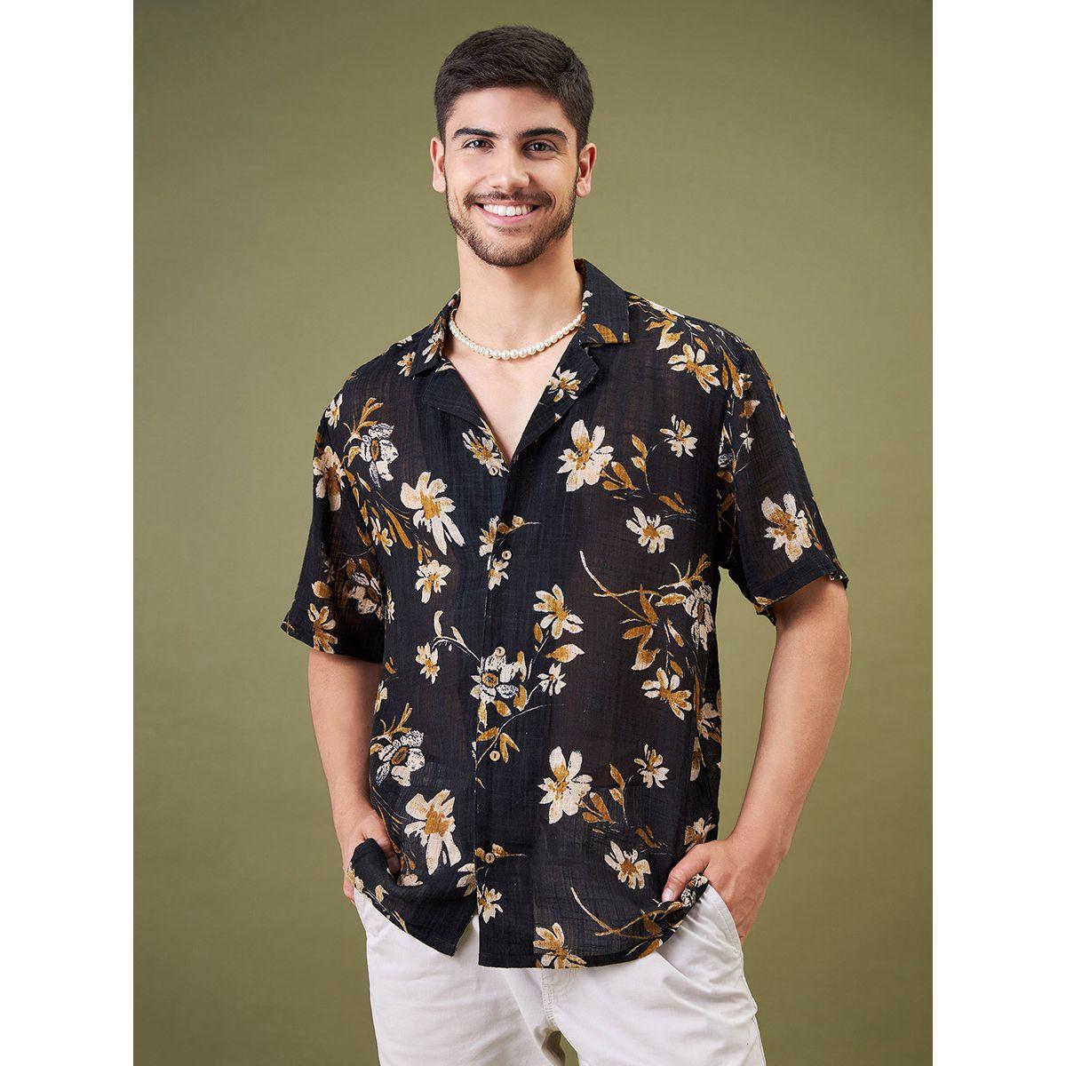 قميص بطبعة زهور وقصة مريحة ماسكلن ساسافراس × ستايلي-men-clothing-shirts-image-1