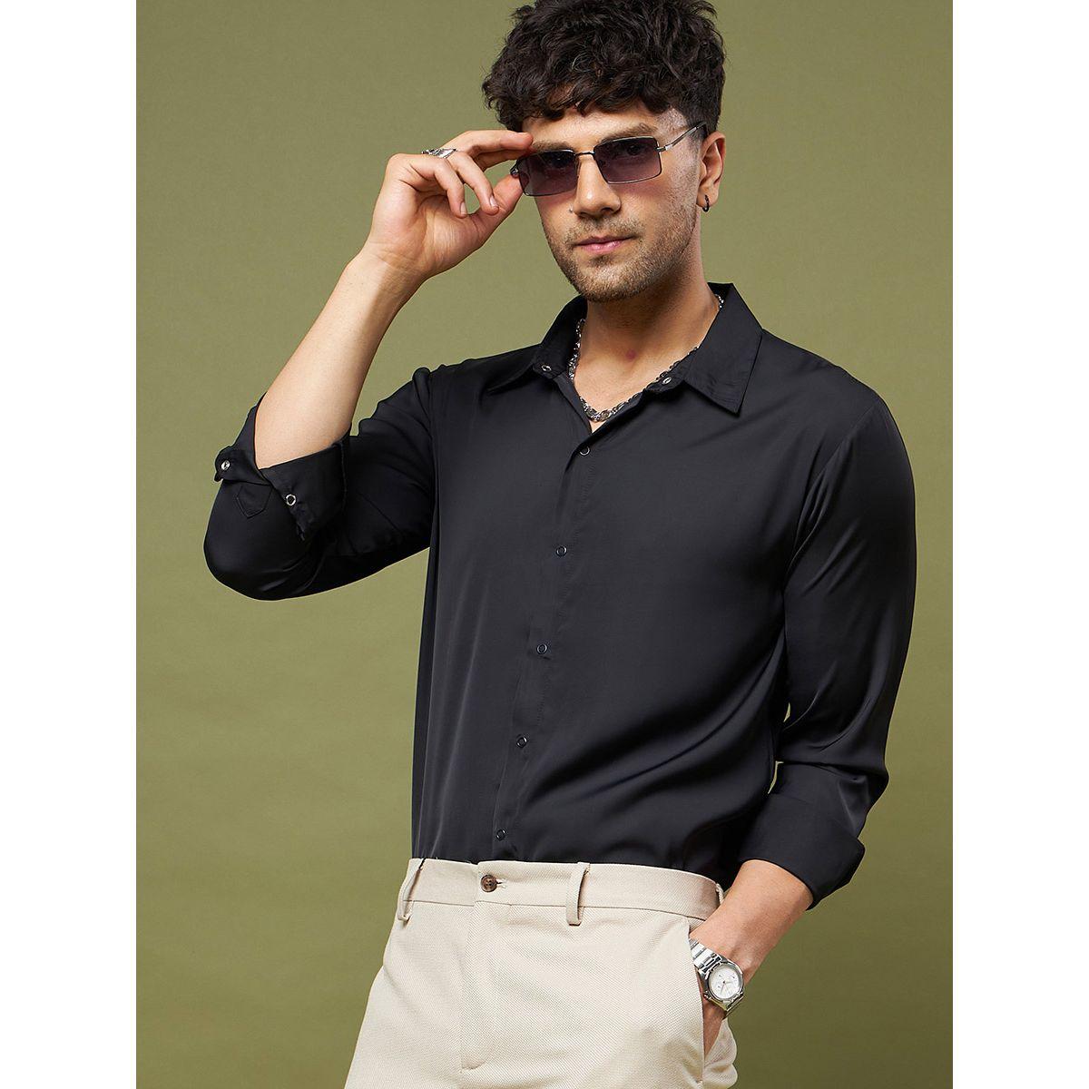قميص ساتان بقصة مريحة ماسكلن ساسافراس × ستايلي-men-clothing-shirts-image-1