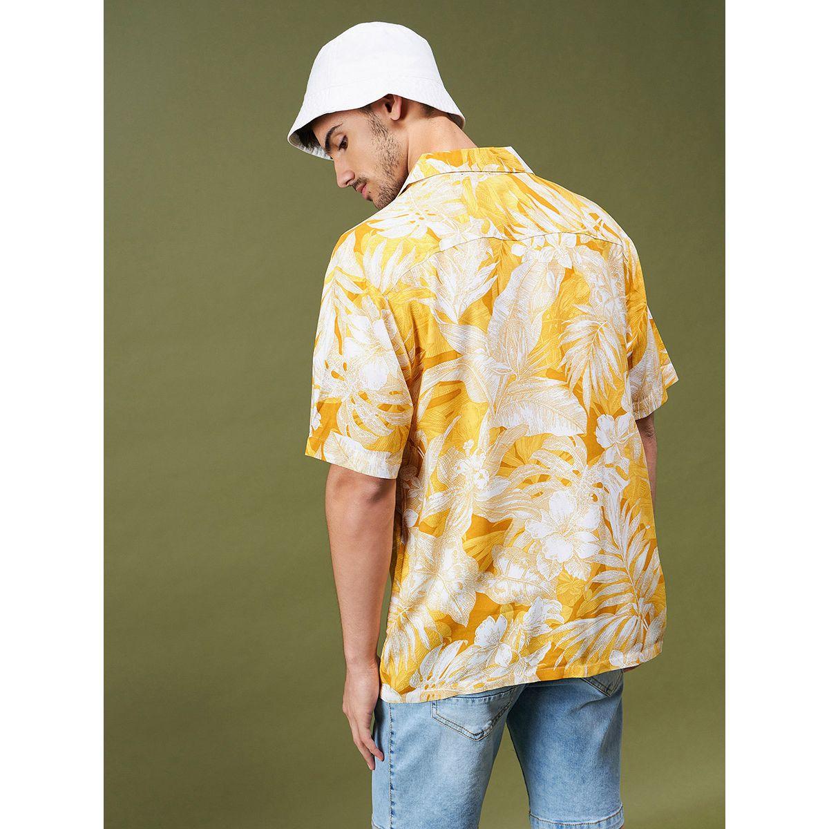 قميص بطبعة استوائية وقصة مريحة ماسكلن ساسافراس × ستايلي-men-clothing-shirts-image-2