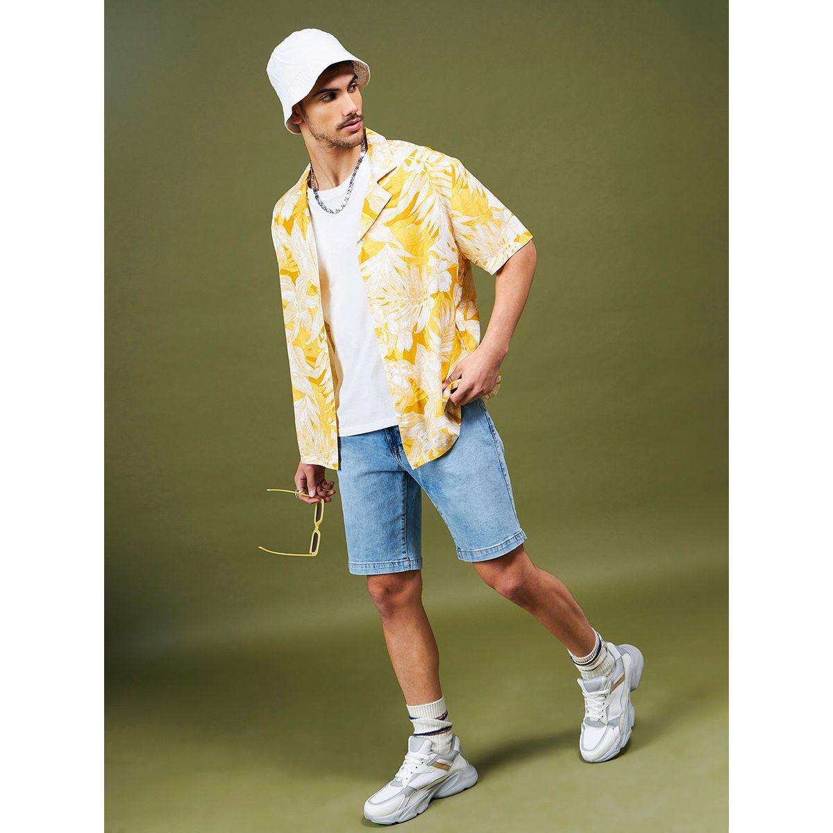 قميص بطبعة استوائية وقصة مريحة ماسكلن ساسافراس × ستايلي-men-clothing-shirts-image-3
