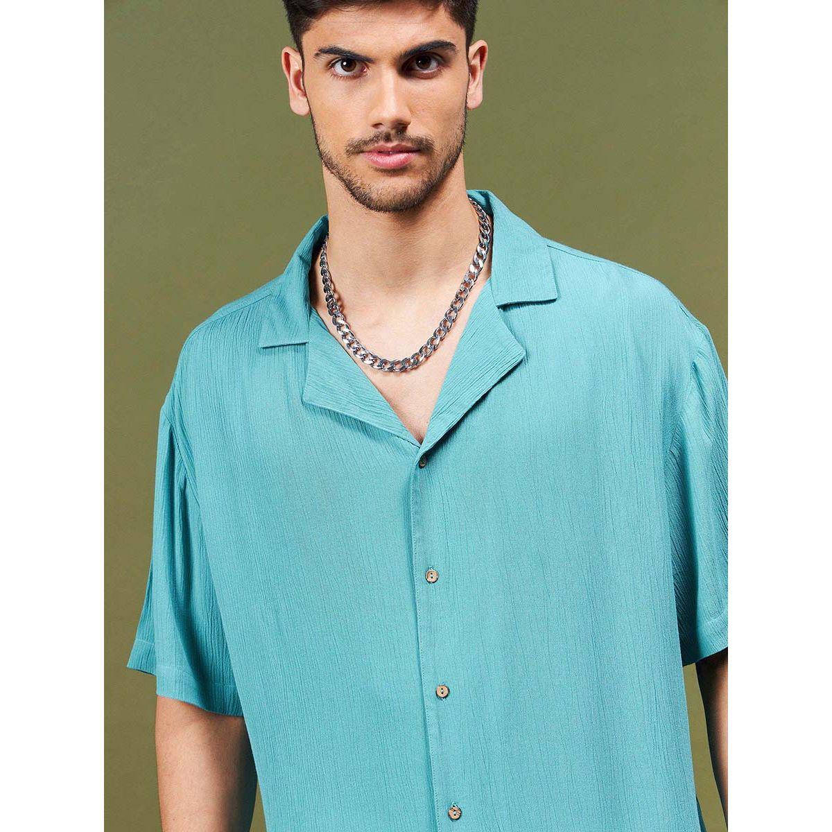 قميص سادة بقصة مريحة ماسكلن ساسافراس × ستايلي-men-clothing-shirts-image-2