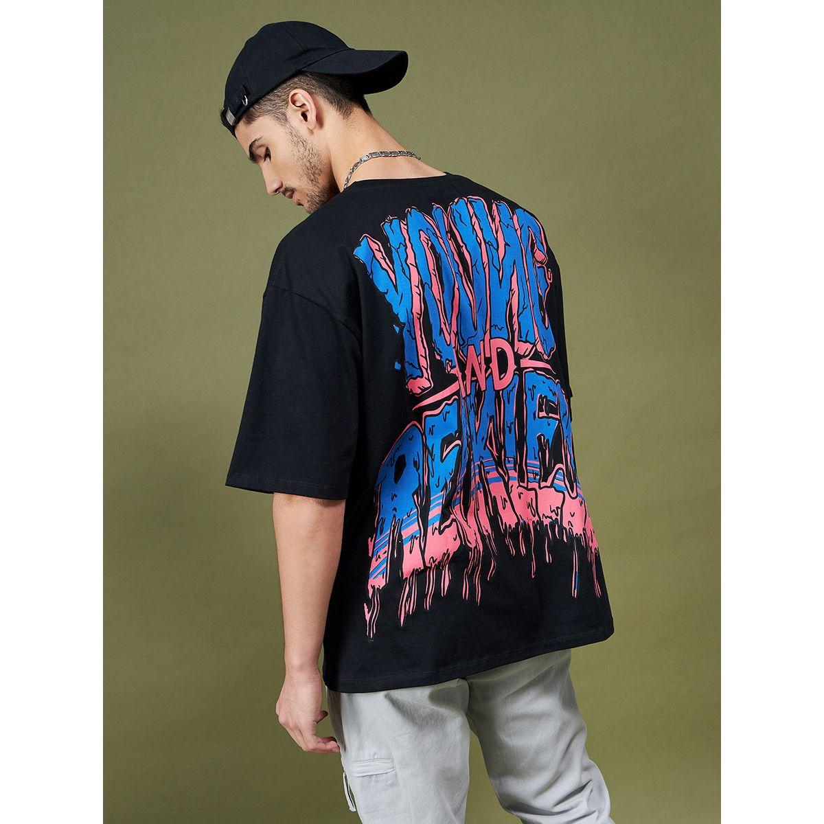 تيشيرت واسع مطبع بطبعة جرافيك ماسكلن ساسافراس × ستايلي-men-clothing-tshirtsandpolos-tshirts-image-1