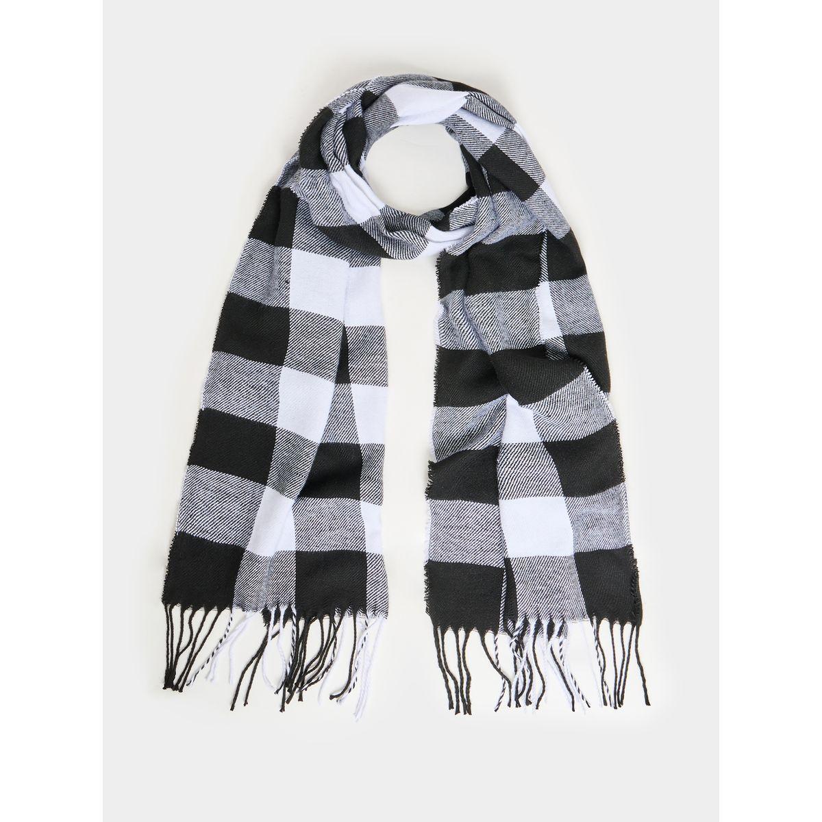 Styli Tartan Plaid Scarf with Fringe Detail-women-winterwear-scarves-image-1