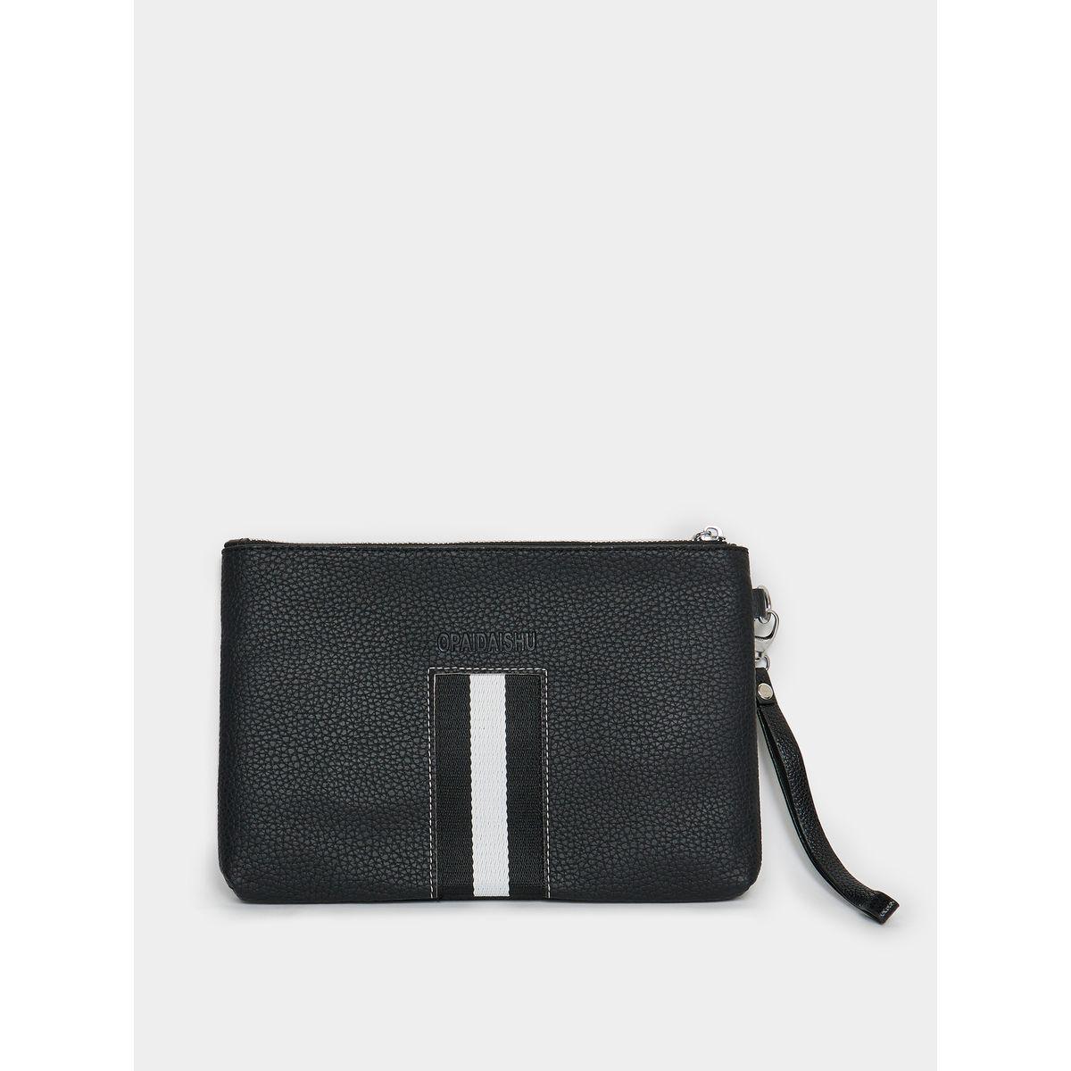 Styli Striped Taping Handbag with Zip Closure-men-bags-image-2