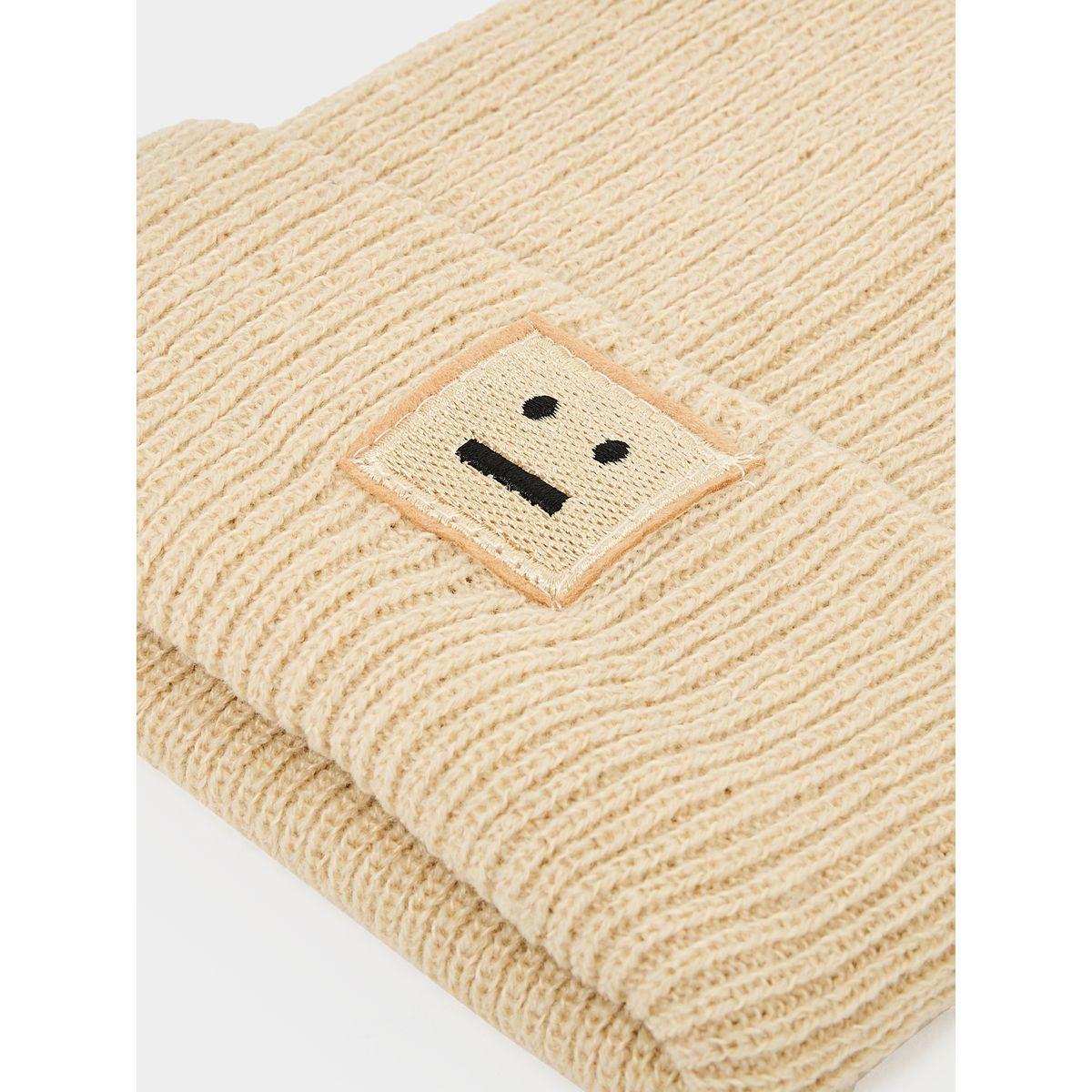 Styli Embroidered Detail Folded Knit Beanie-men-caps-image-2