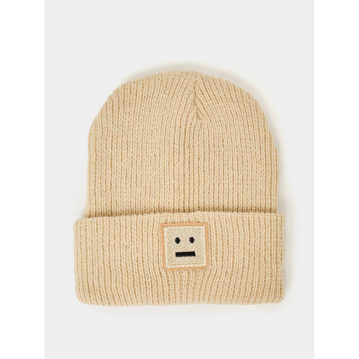 Styli Embroidered Detail Folded Knit Beanie-men-caps-image-3