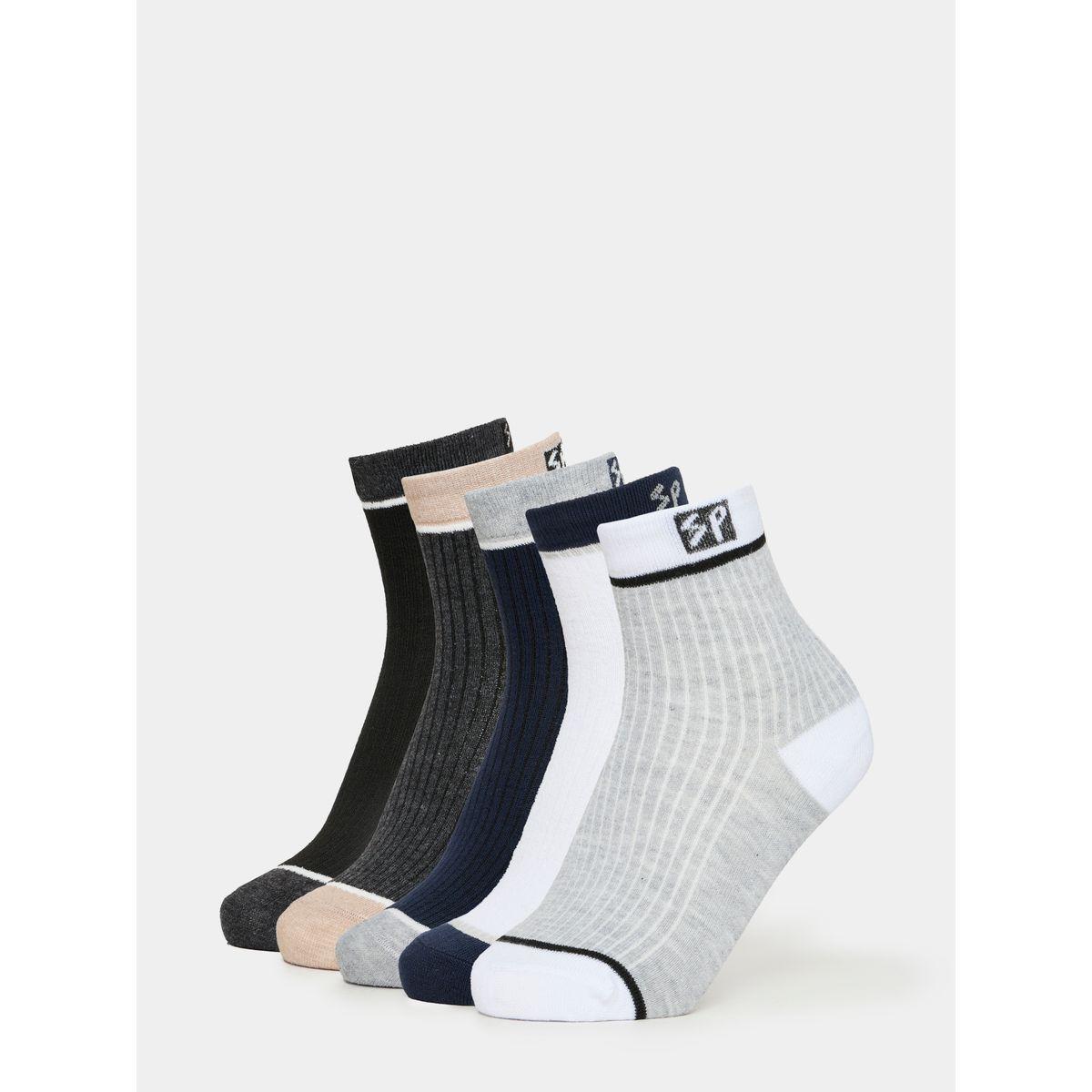 Styli Pack of 5 - Embroidered Patch Ribbed Detail Crew Socks-men-socks-image-1