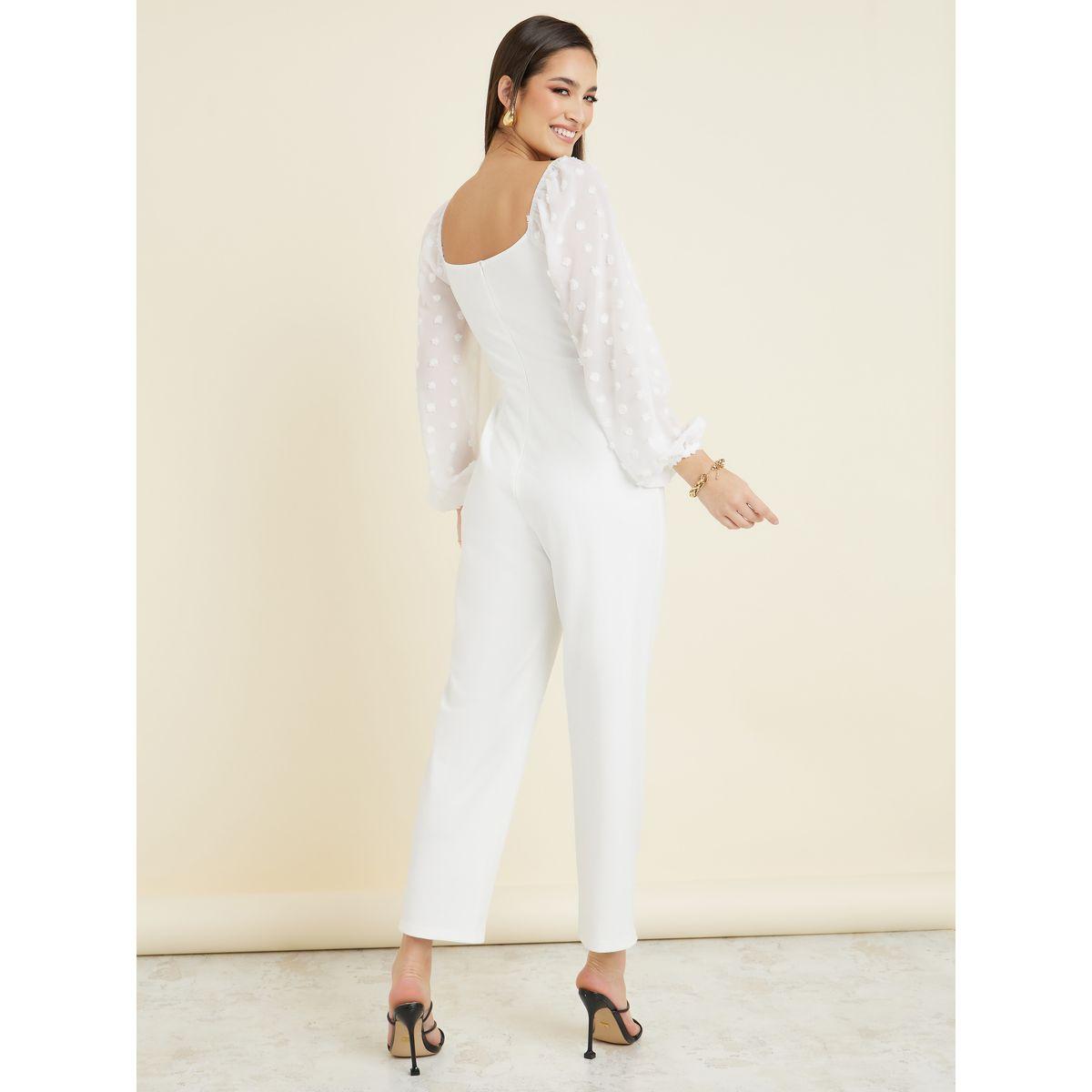 Styli Straight Leg Ponte Jumpsuit with Dobby Volume Sleeves-women-clothing-jumpsuits-image-5
