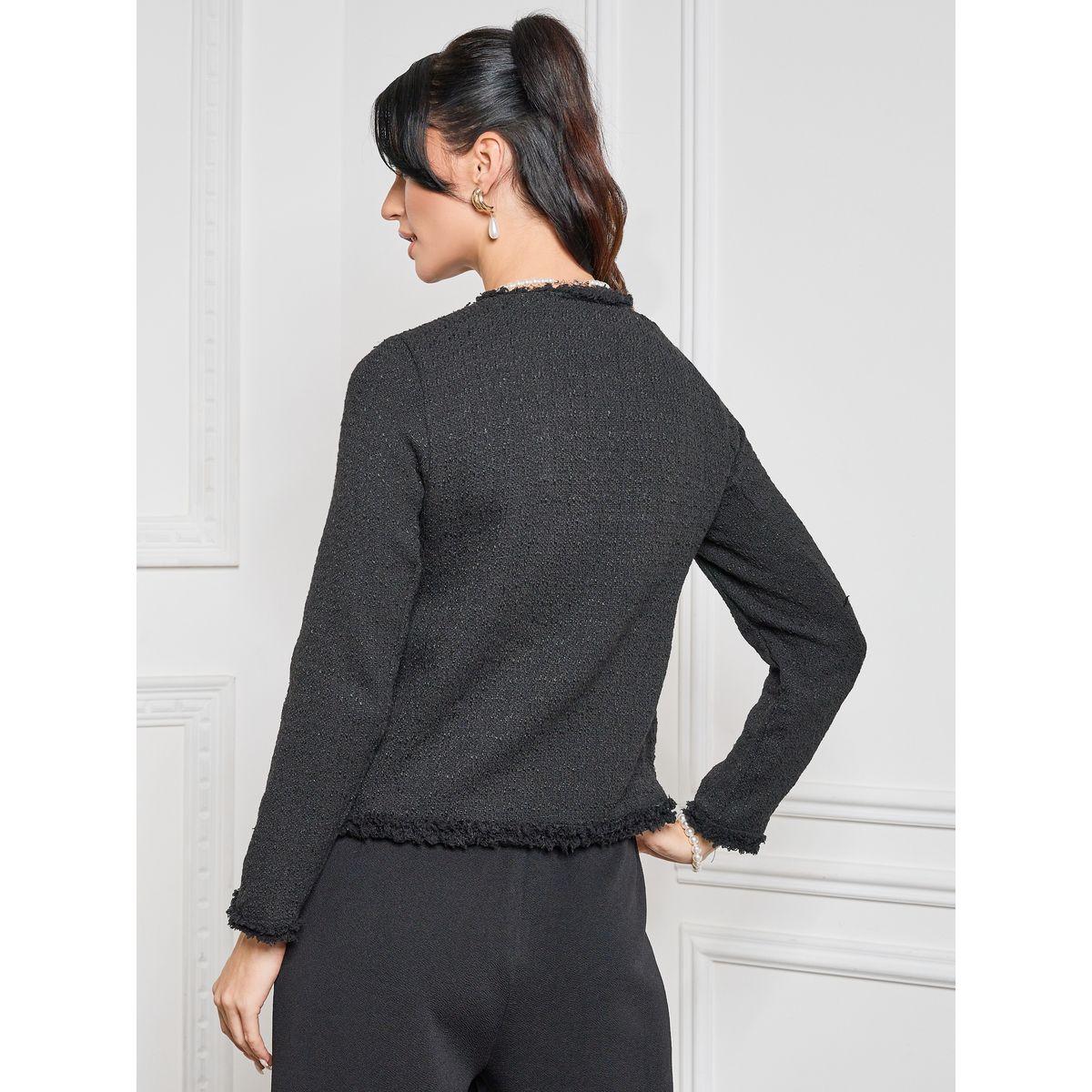 Styli Limited Frayed Edge Tweed Jacket with Buttons-women-winterwear-coatsandjackets-jackets-image-5