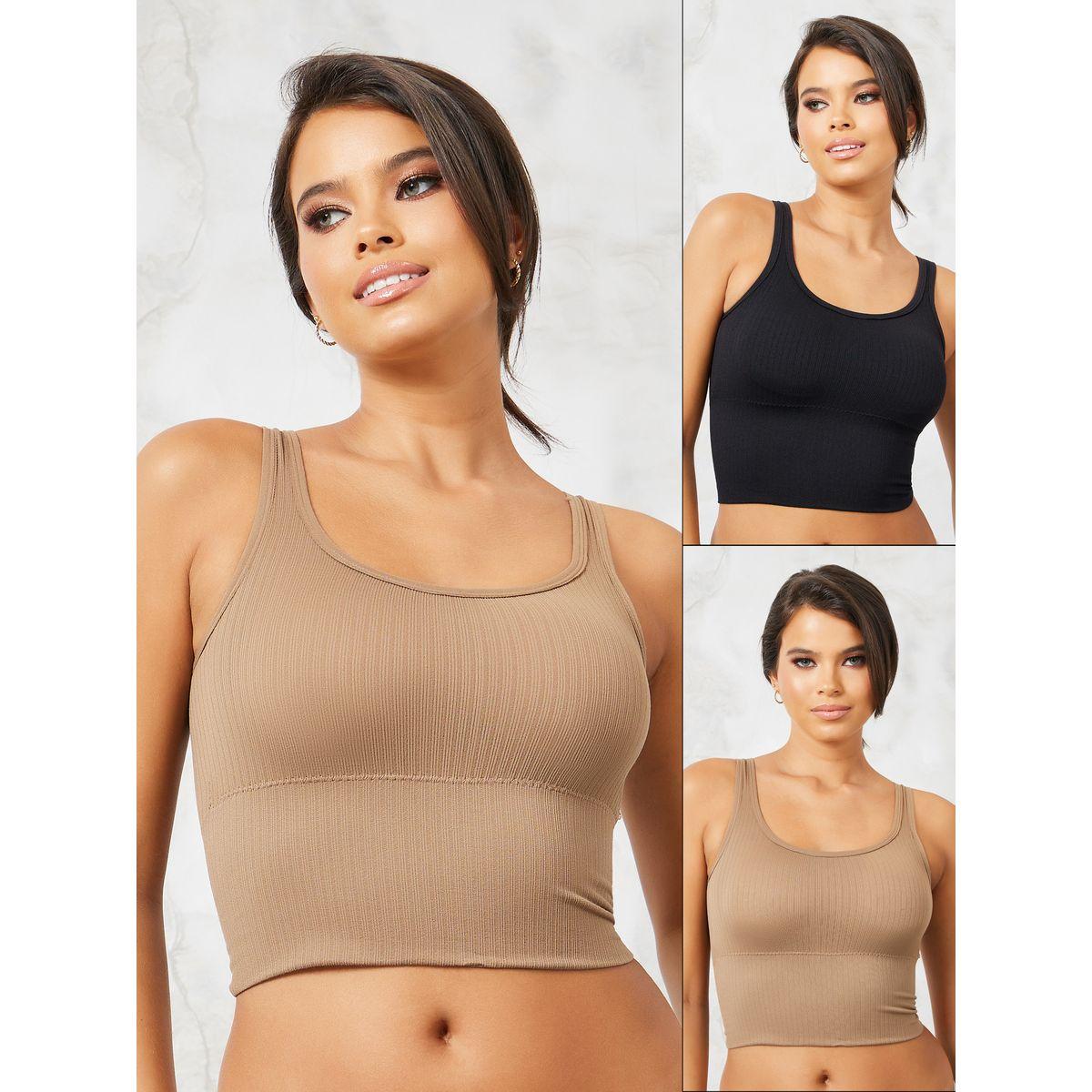 Styli Pack of 2 - Padded Textured Longline Crop Top-women-clothing-lingerie-bras-image-1