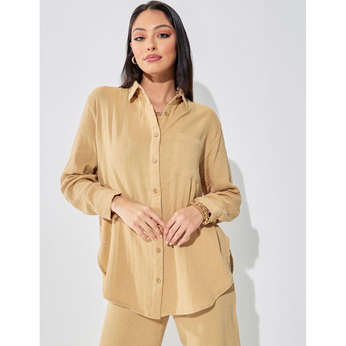 Oversized Crinkle Textured Shirt with Roll Up Sleeves-women-clothing-shirtsandblouses-shirts-image-3