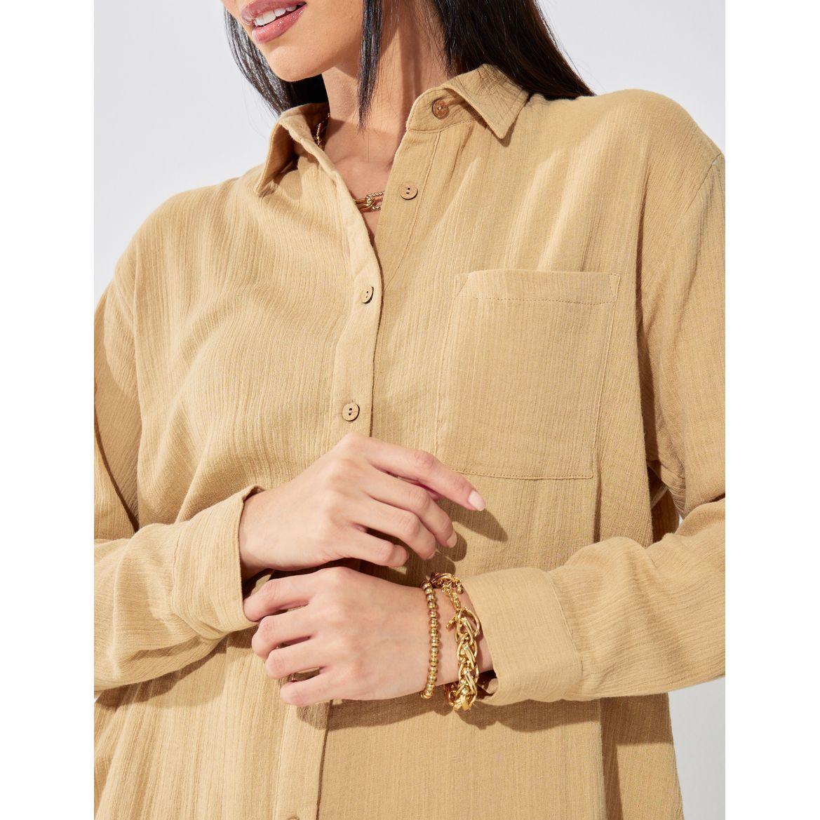 Oversized Crinkle Textured Shirt with Roll Up Sleeves-women-clothing-shirtsandblouses-shirts-image-4
