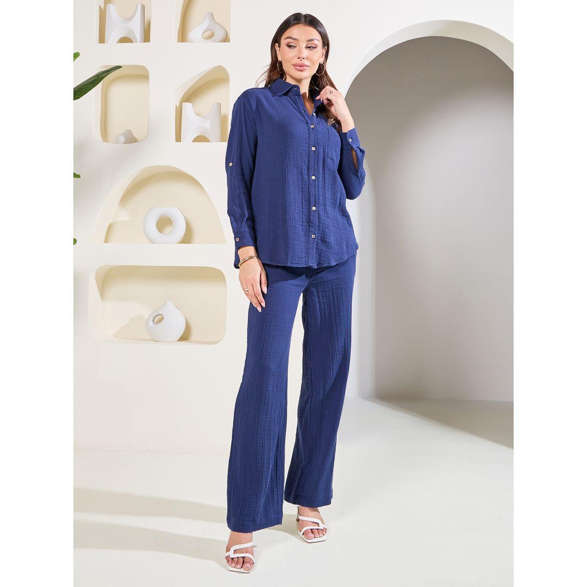 Styli Elevate Oversized Crinkle Textured Shirt with Roll Up Sleeves-women-clothing-shirtsandblouses-shirts-image-2