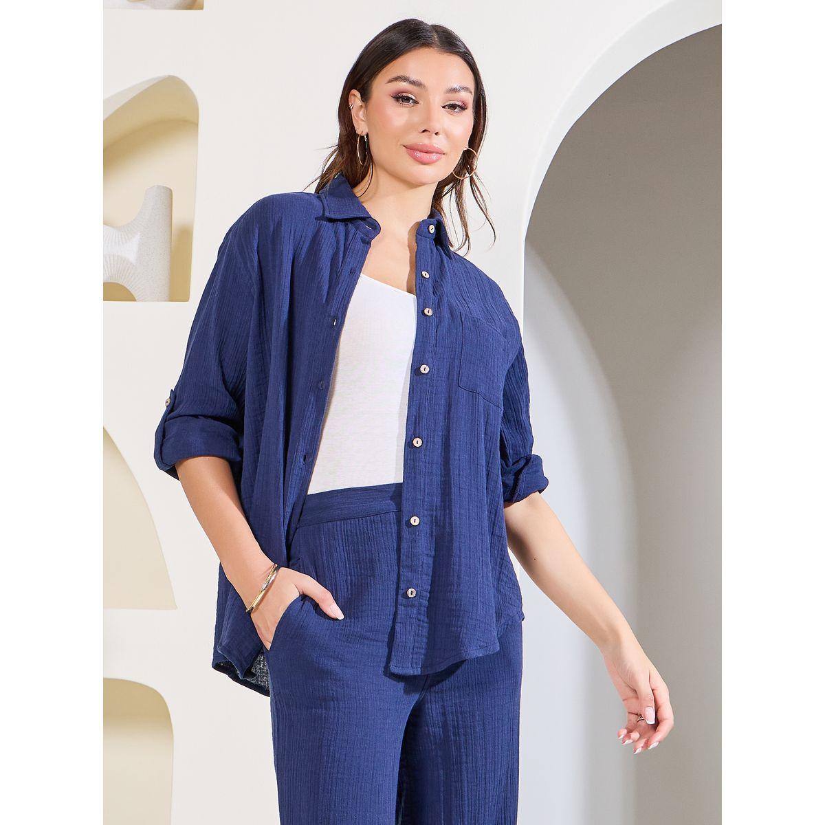 Styli Elevate Oversized Crinkle Textured Shirt with Roll Up Sleeves-women-clothing-shirtsandblouses-shirts-image-5