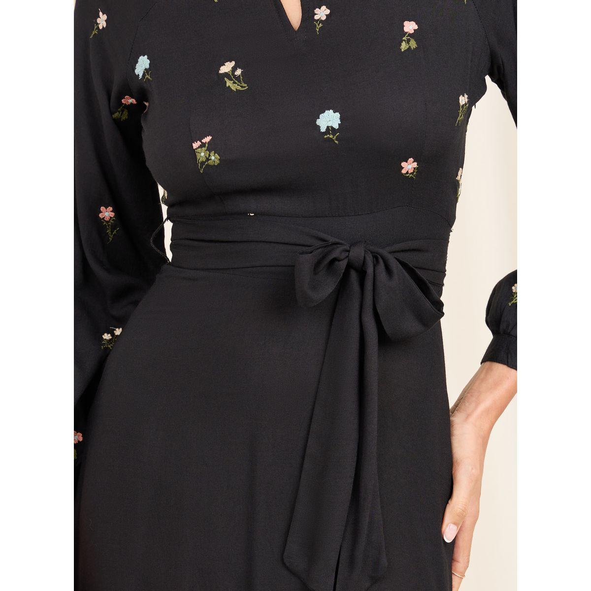 Styli Limited Embroidered Self Tie Up A-Line Midi Dress-women-clothing-dresses-image-3