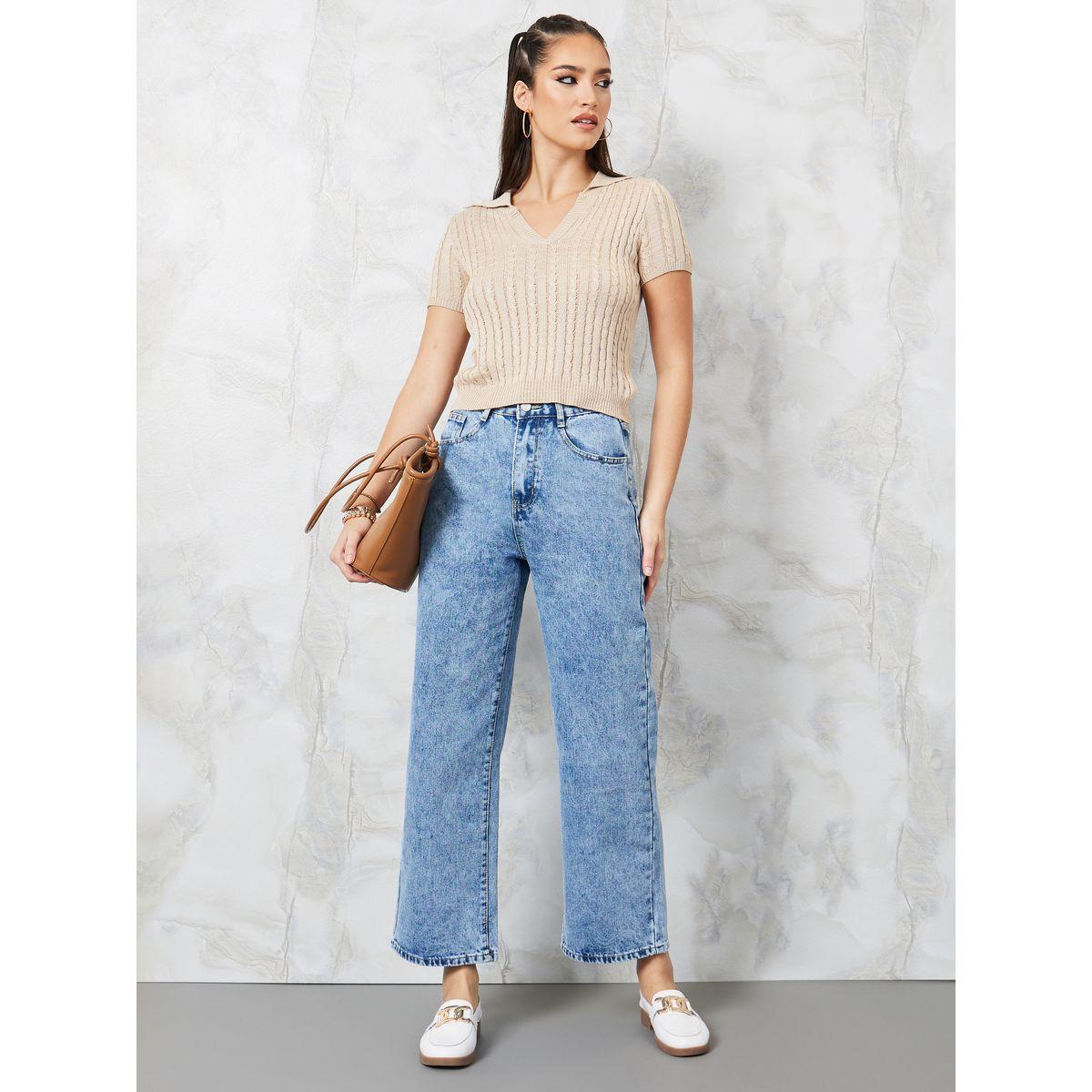 Styli Mid Rise Wide Leg Jeans with Belt Loops-women-clothing-bottoms-jeans-image-2
