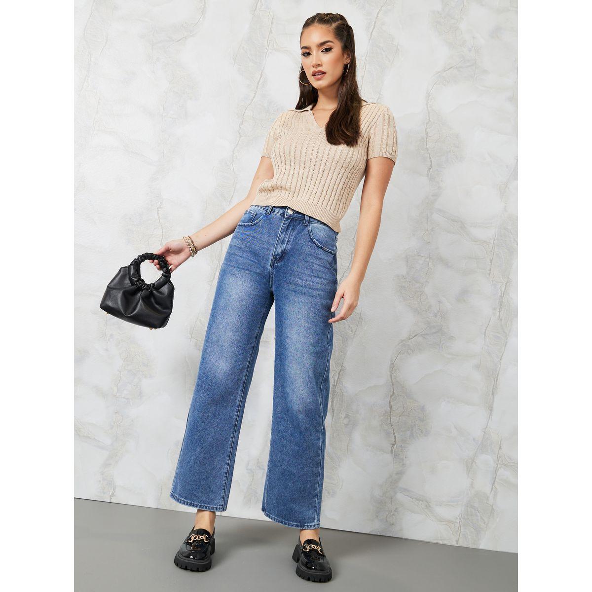 Styli Mid Rise Whisker Detail Wide Leg Jeans-women-clothing-bottoms-jeans-image-1