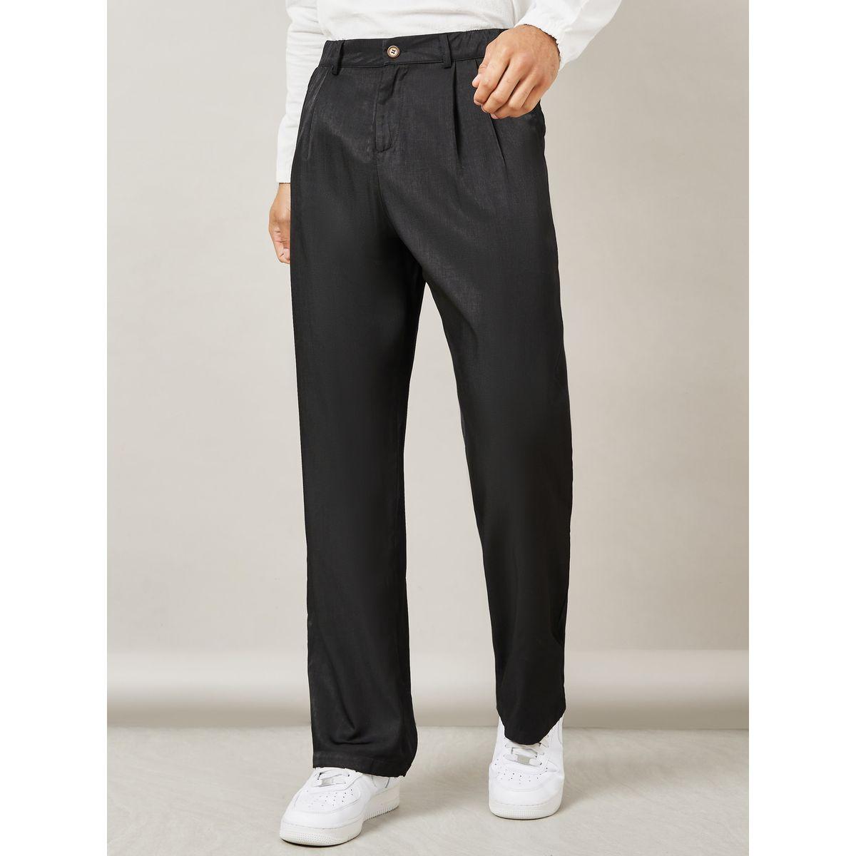 Styli Solid Relaxed Fit Pants with Fold Pleats-men-clothing-bottoms-trousersandchinos-trousers-image-1