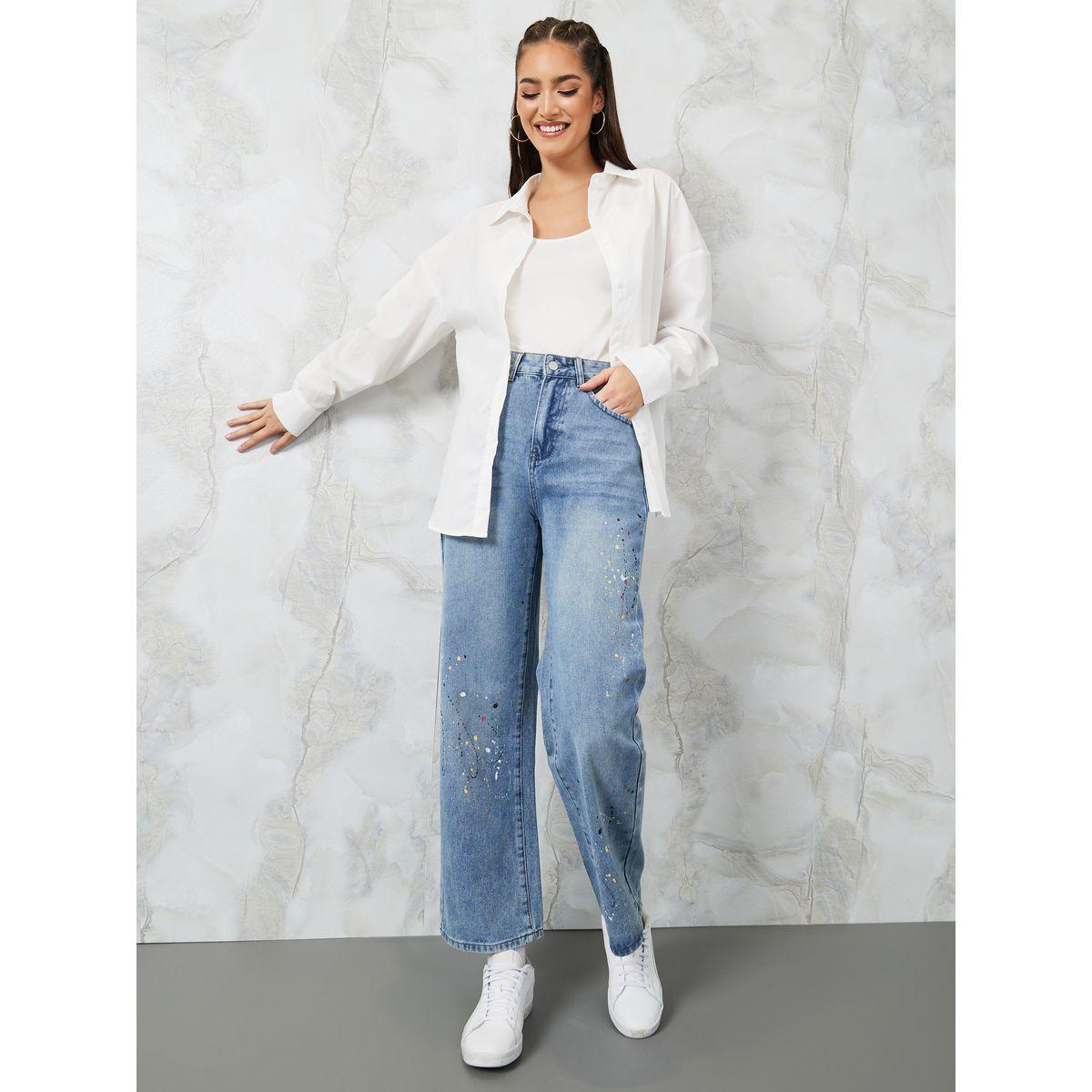 Styli High Rise Splatter Paint Wide Leg Jeans-women-clothing-bottoms-jeans-image-2
