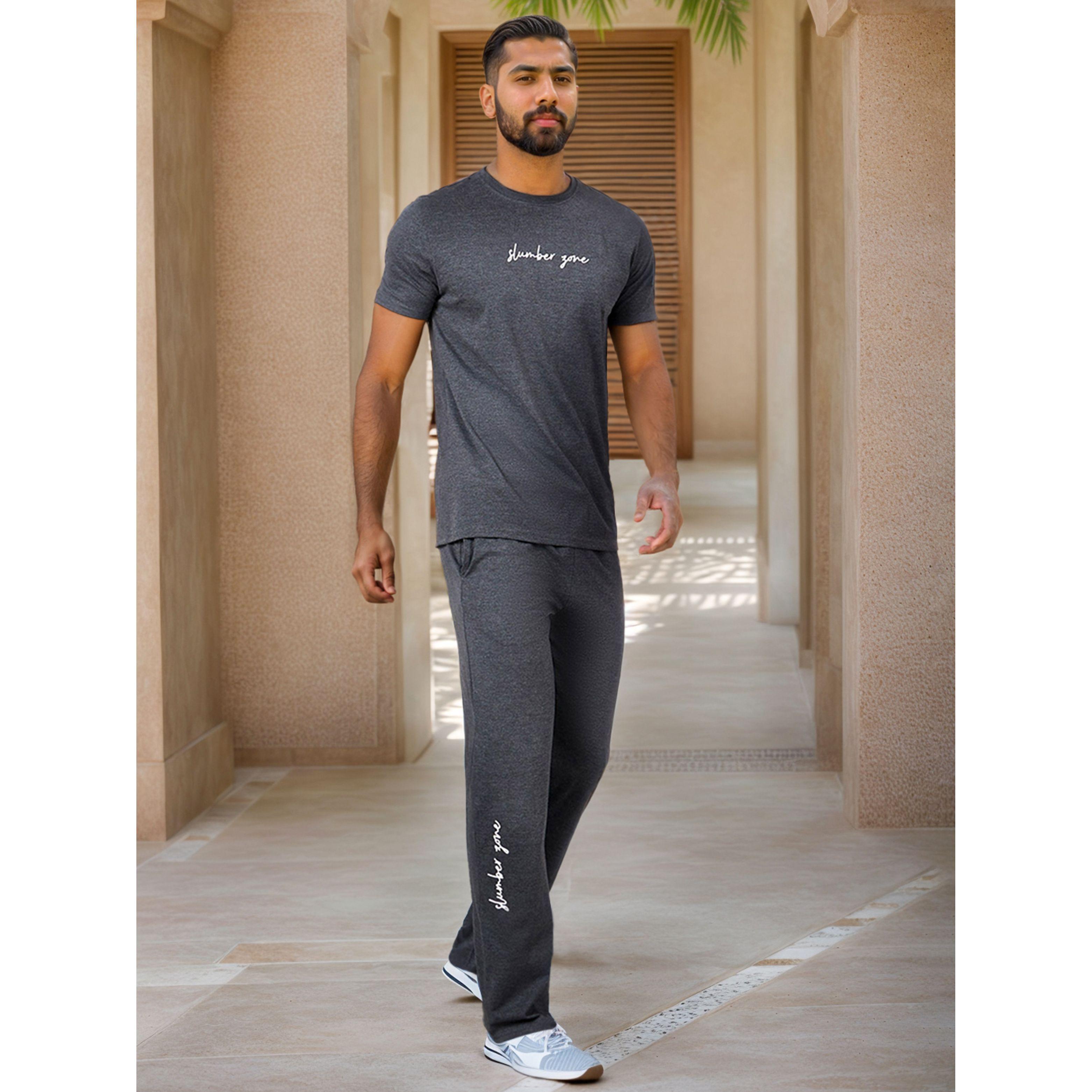 Styli Unwind Chest Print Crew Neck T-Shirt and Pyjama Set-men-clothing-nightwear-sets-image-1