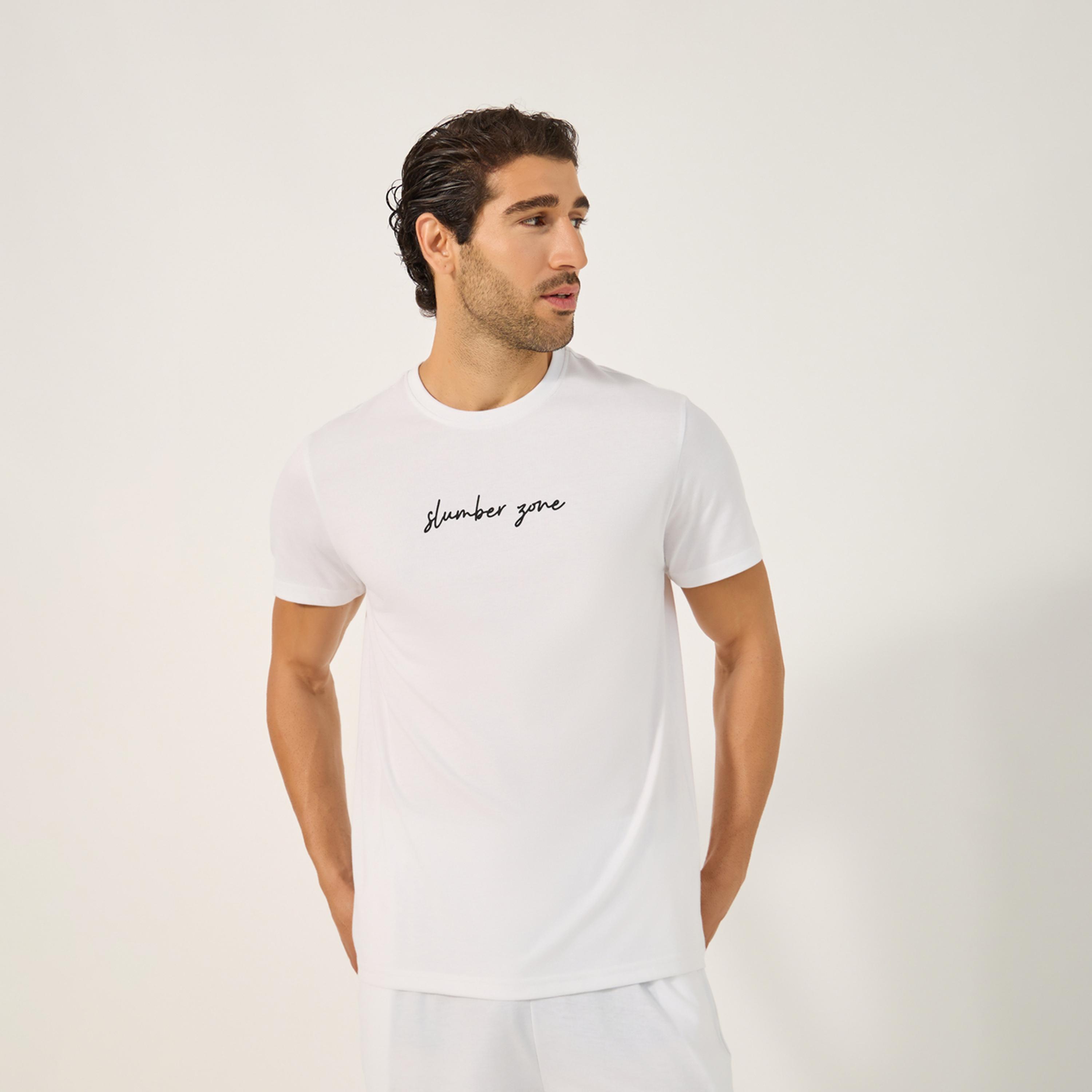 ستايلي - أنوايند طقم تي شيرت بطبعة شعار مع بنطال بيجامة-men-clothing-nightwear-sets-image-2