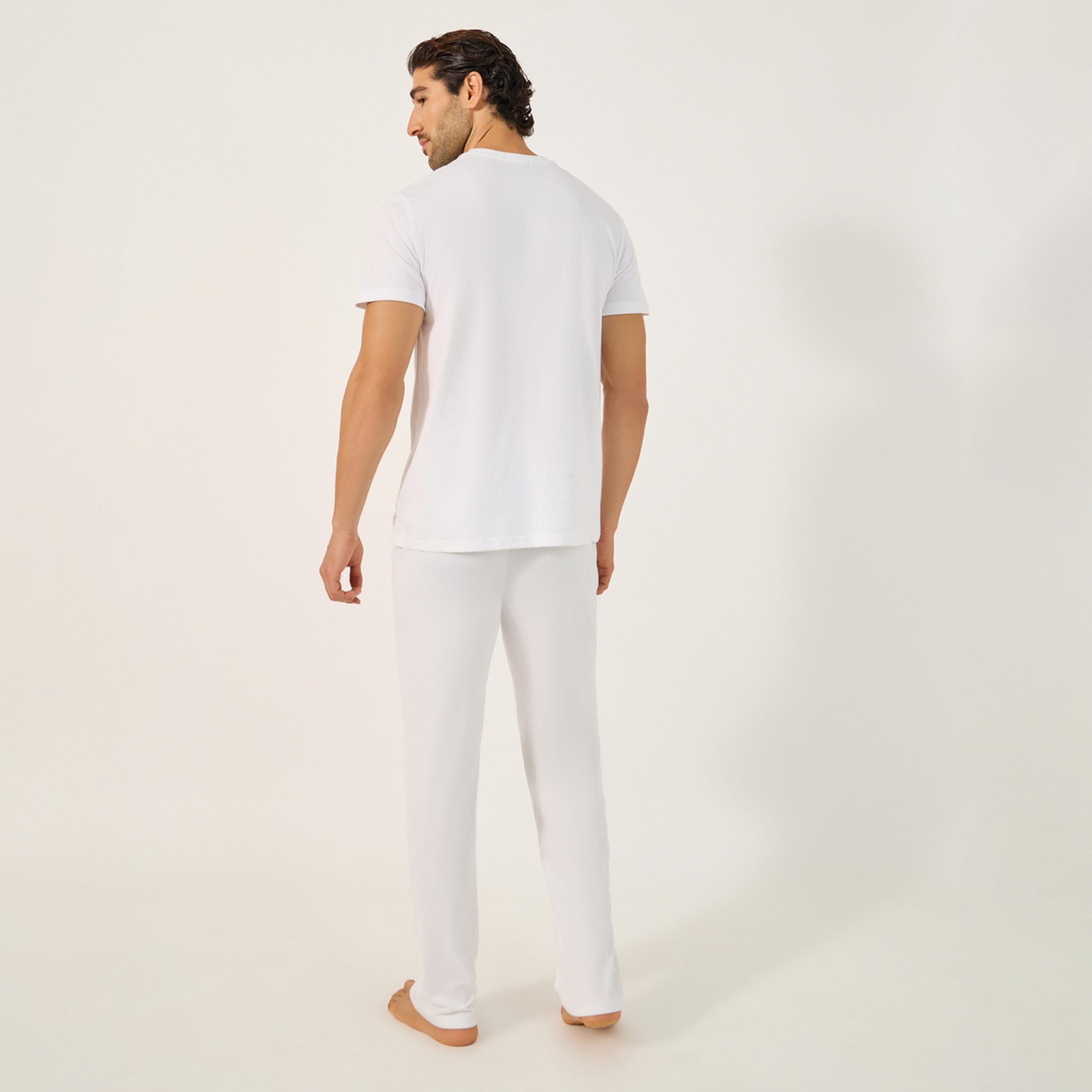 Styli Unwind Slogan Print Crew Neck T-Shirt And Pyjama Set-men-clothing-nightwear-sets-image-6