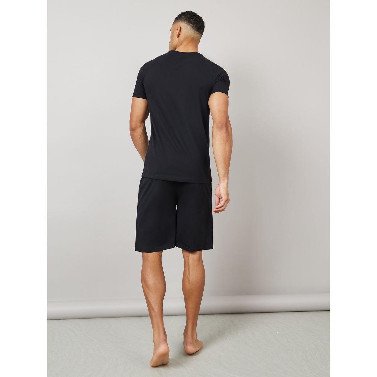 Styli Unwind Chest Print Crew Neck T-Shirt and Shorts Set-men-clothing-nightwear-sets-image-6