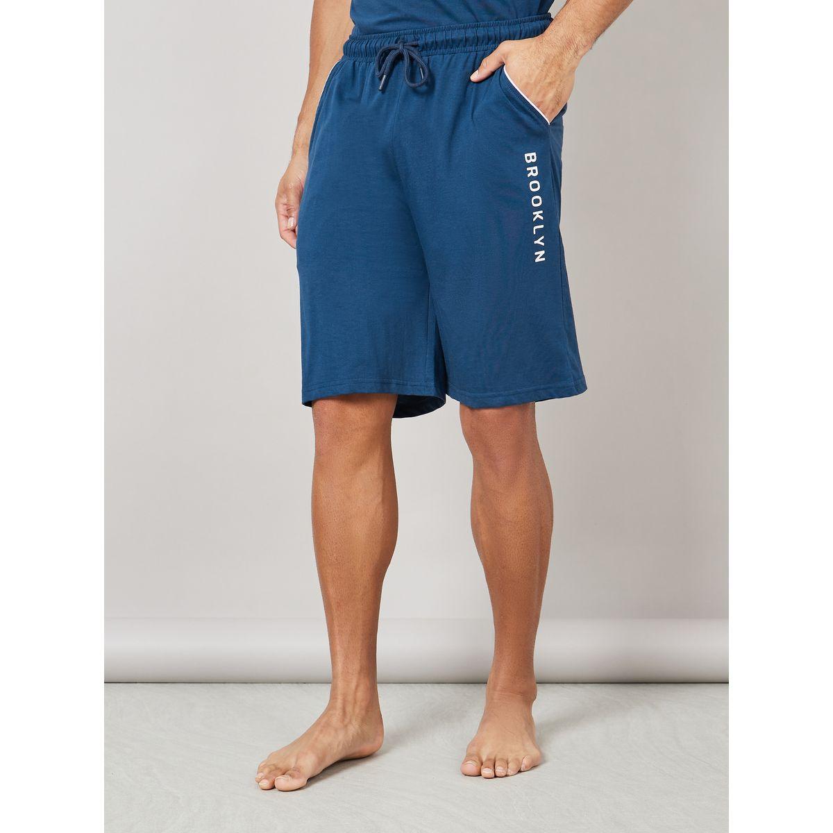 Styli Unwind Chest Print Crew Neck t-Shirt and Shorts Set-men-clothing-nightwear-sets-image-4