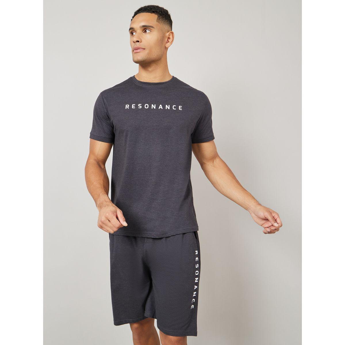 Styli Unwind Chest Print T-shirt and Short Set with Self Folding Hem-men-clothing-nightwear-sets-image-2