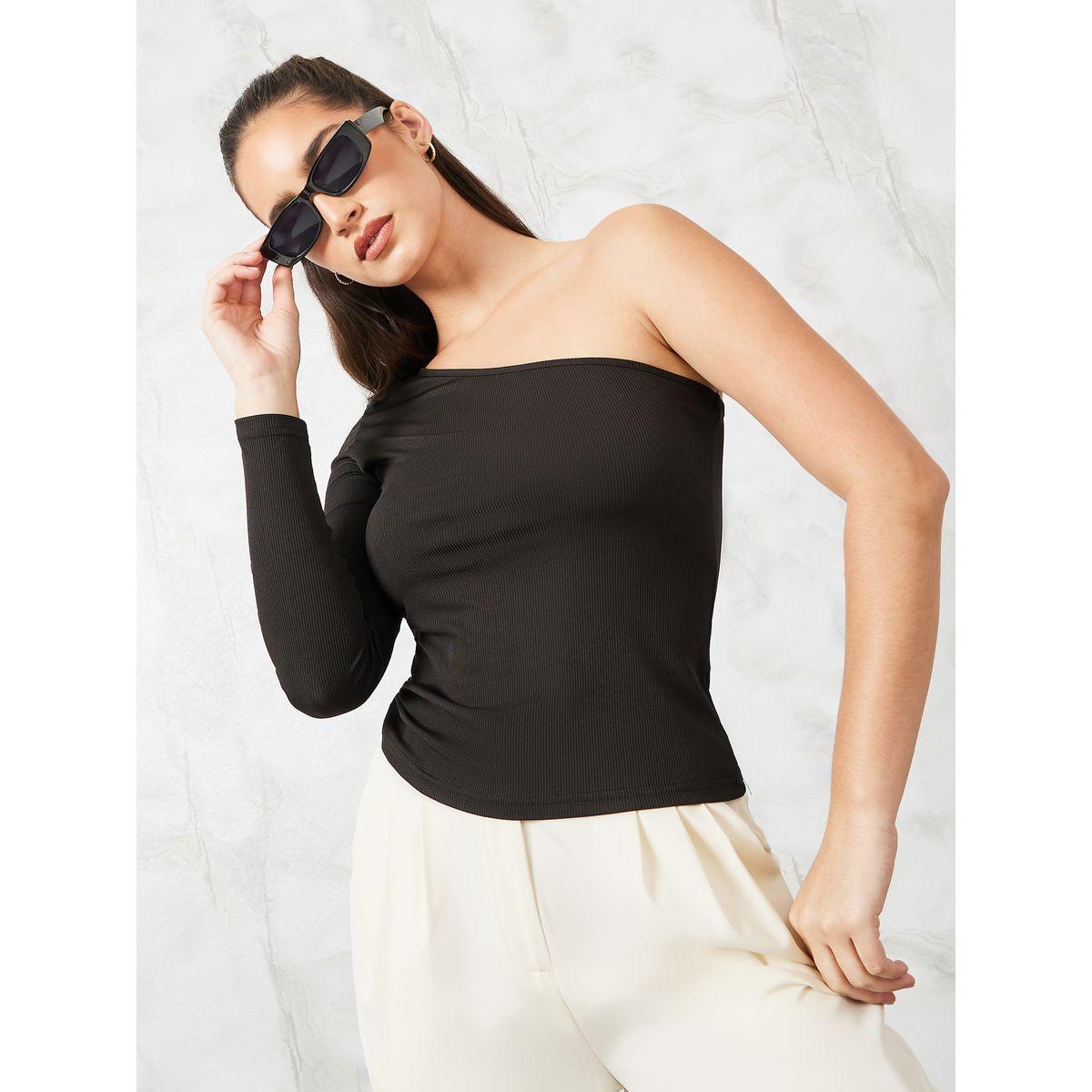 Styli One Shoulder Neck Fitted Knit Top-women-clothing-shirtsandblouses-blouses-image-3