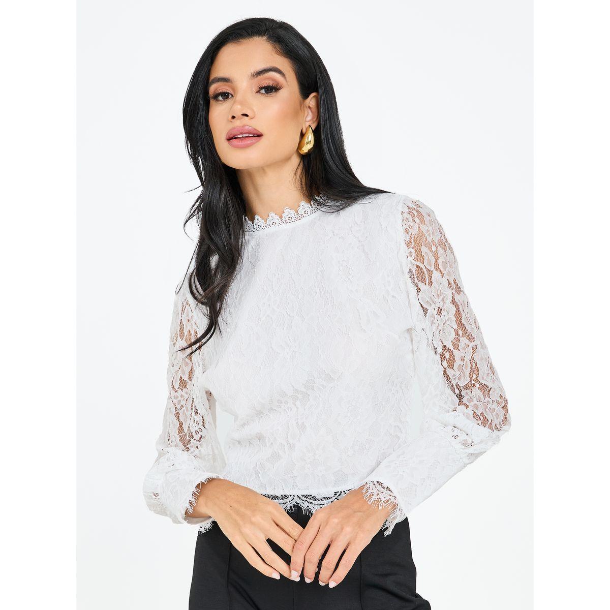 بلوزة بياقة عالية وتفاصيل دانتيل-women-clothing-shirtsandblouses-blouses-image-1