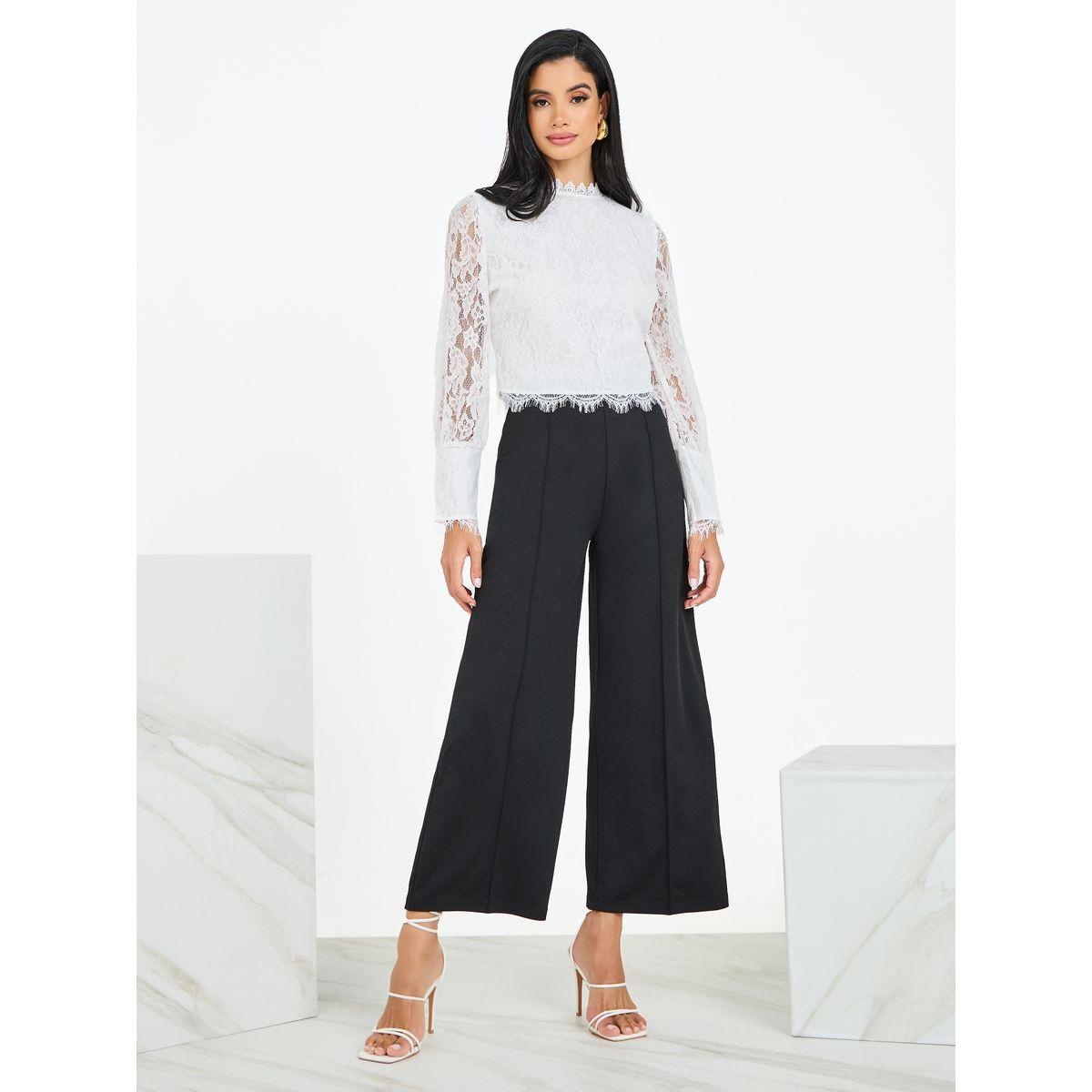 Styli Floral Lace Detail High Neck Blouse-women-clothing-shirtsandblouses-blouses-image-2