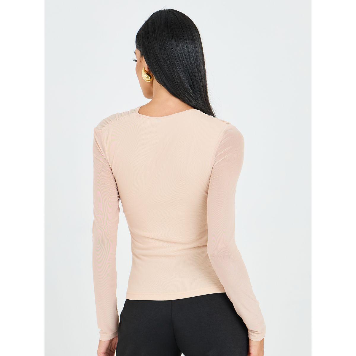 Styli Mesh Insert High Neck Fitted Knit Top-women-clothing-shirtsandblouses-blouses-image-5