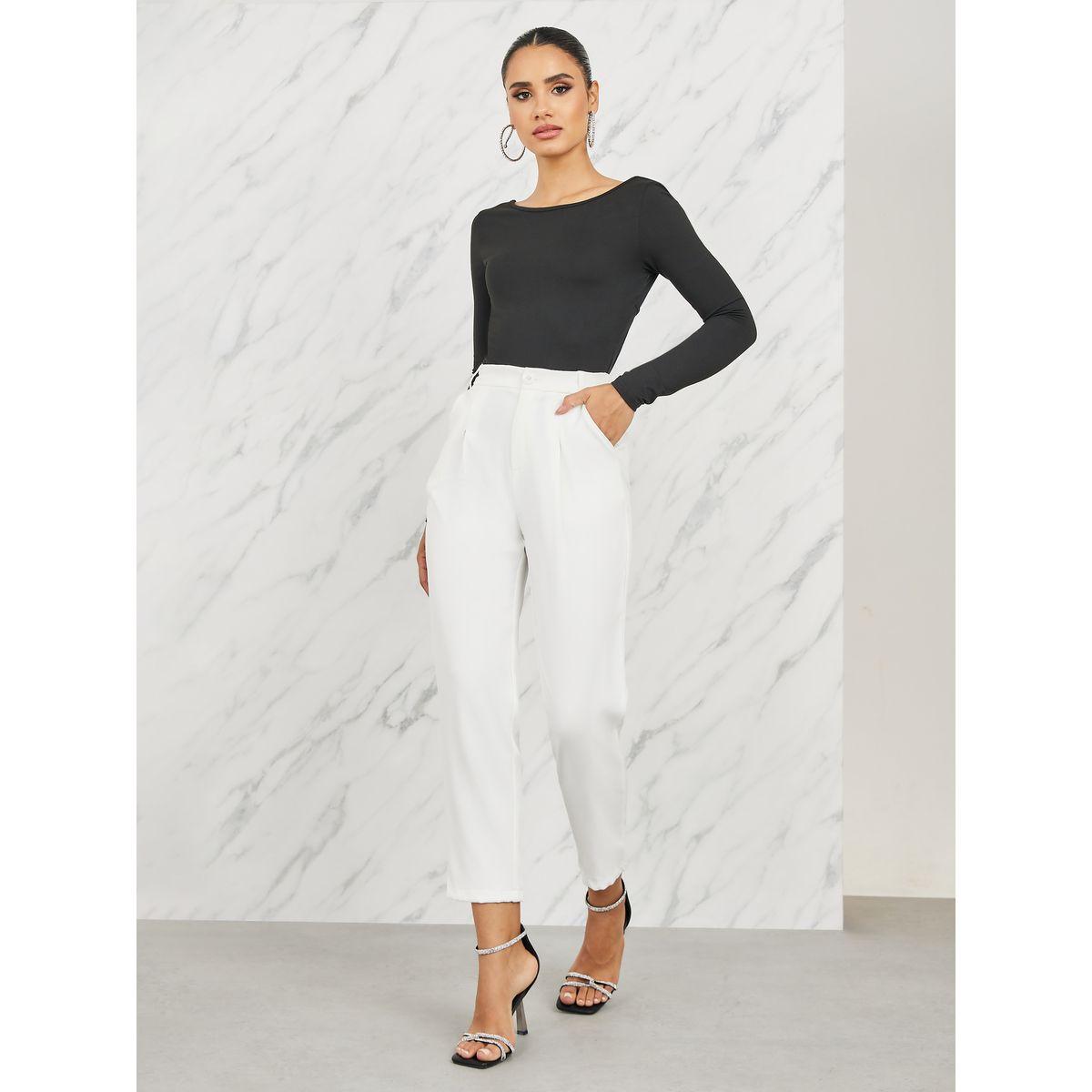 Styli Faux Rhinestone Detail Open Back Bodysuit-women-clothing-tshirts-image-3