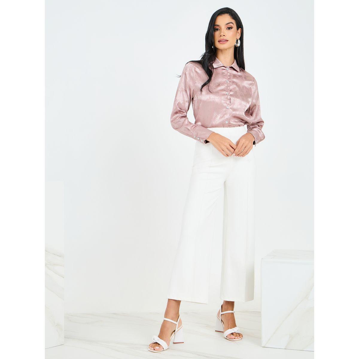 Styli Satin Jacquard Shirt with Button Closure-women-clothing-shirtsandblouses-shirts-image-2