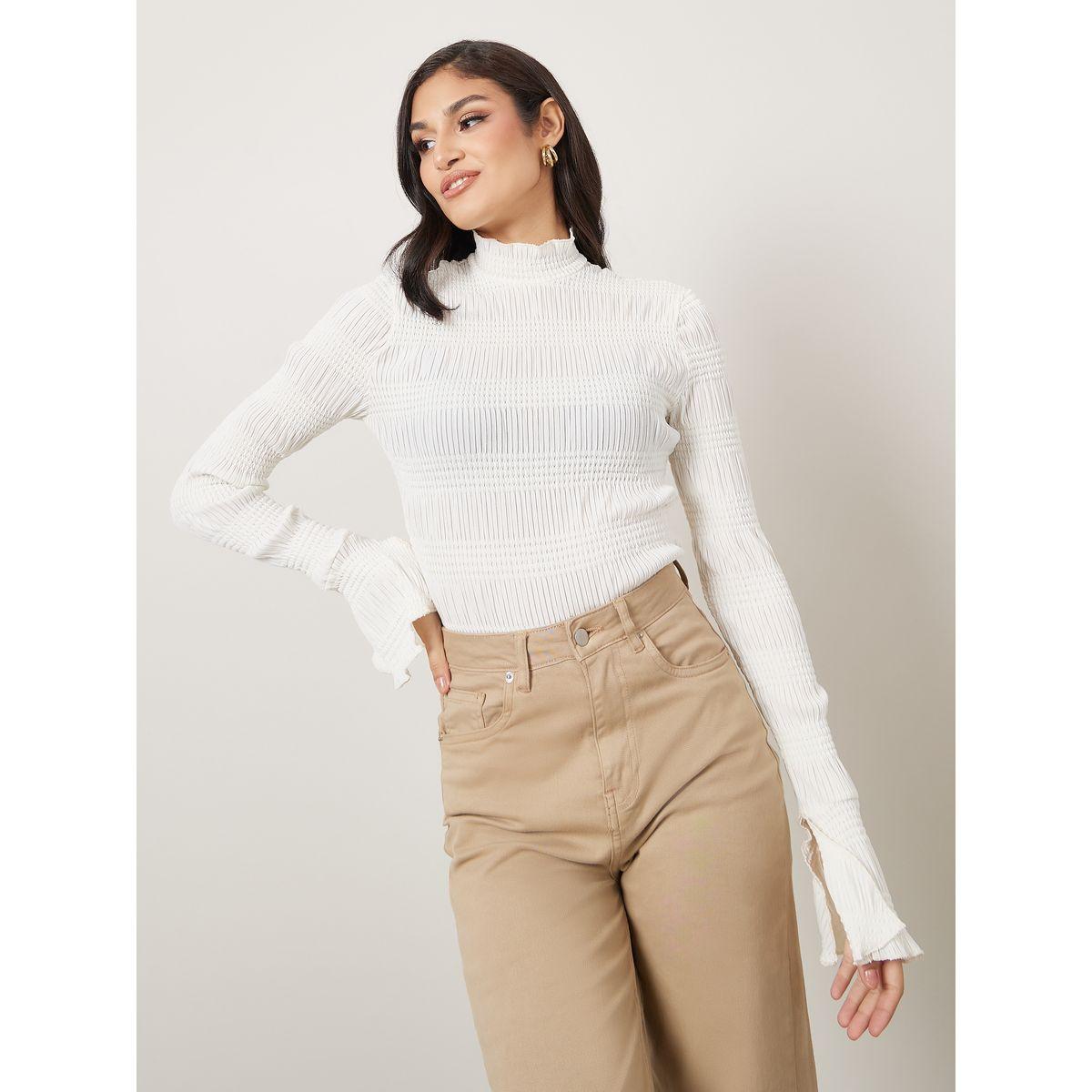 بلوزة محبوكة مع اكمام فلوت-women-clothing-shirtsandblouses-blouses-image-3