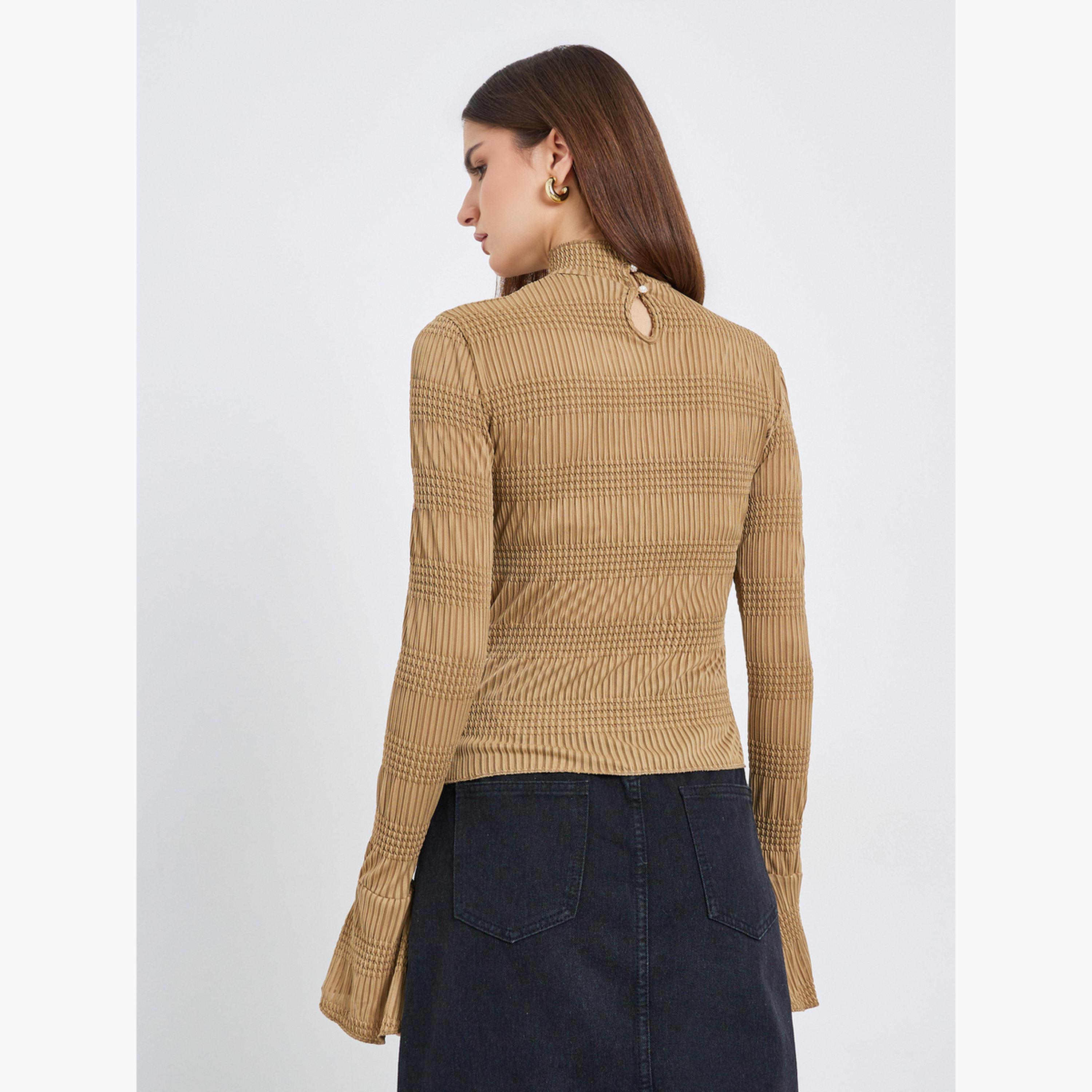 Styli Women Brown Textured Knit Top-women-clothing-shirtsandblouses-blouses-image-3