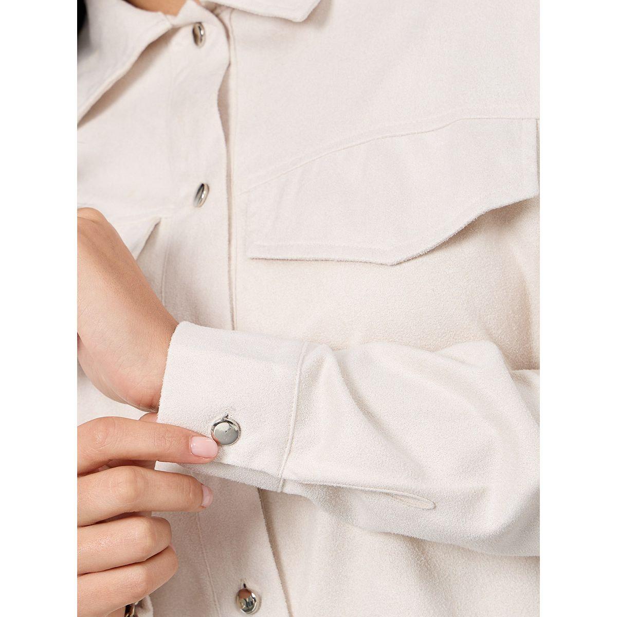 Styli Faux Suede Regular Fit Shirt with Flap Pocket-women-clothing-shirtsandblouses-shirts-image-4