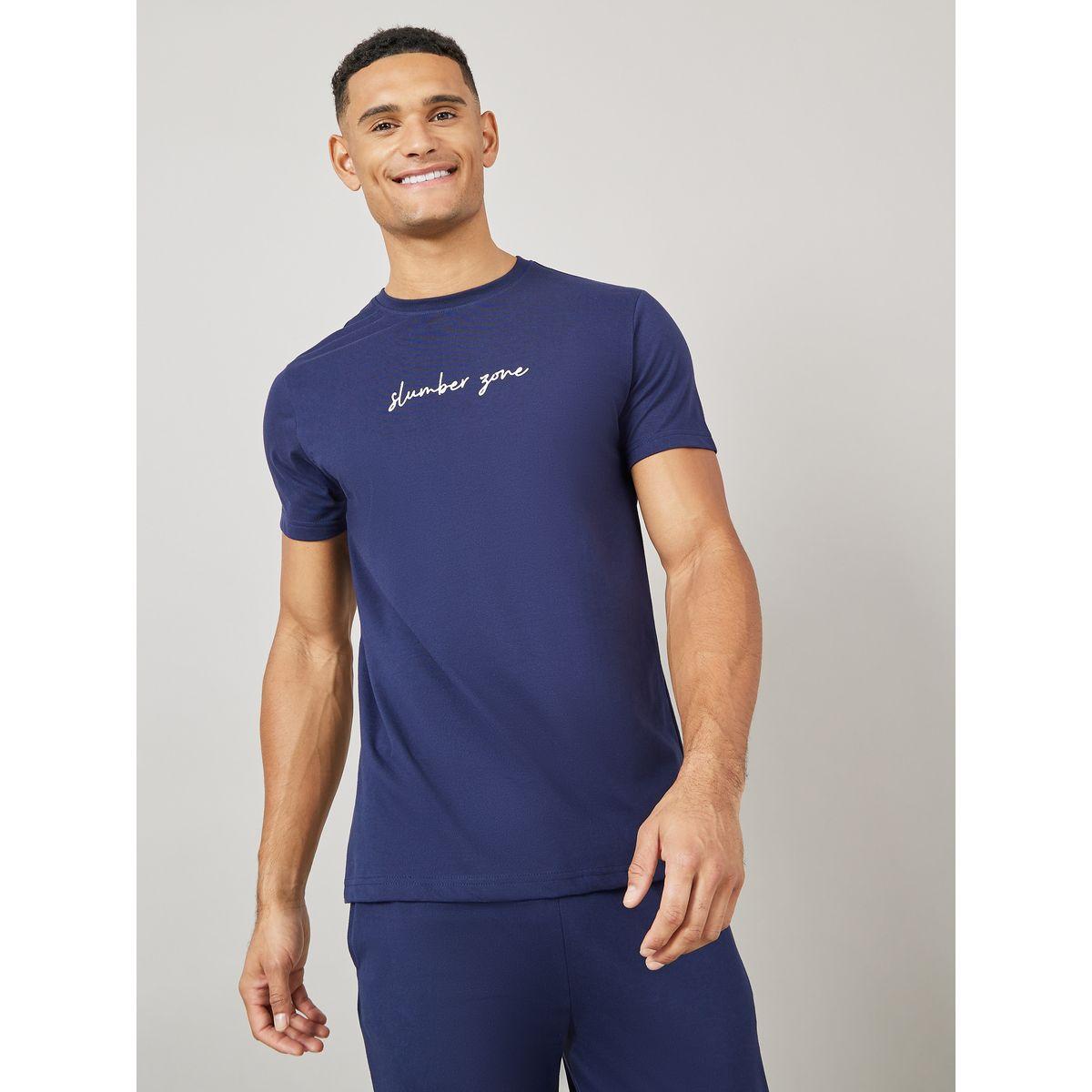 Styli Unwind Chest Print Crew Neck T-Shirt and Pyjama Set-men-clothing-nightwear-sets-image-2